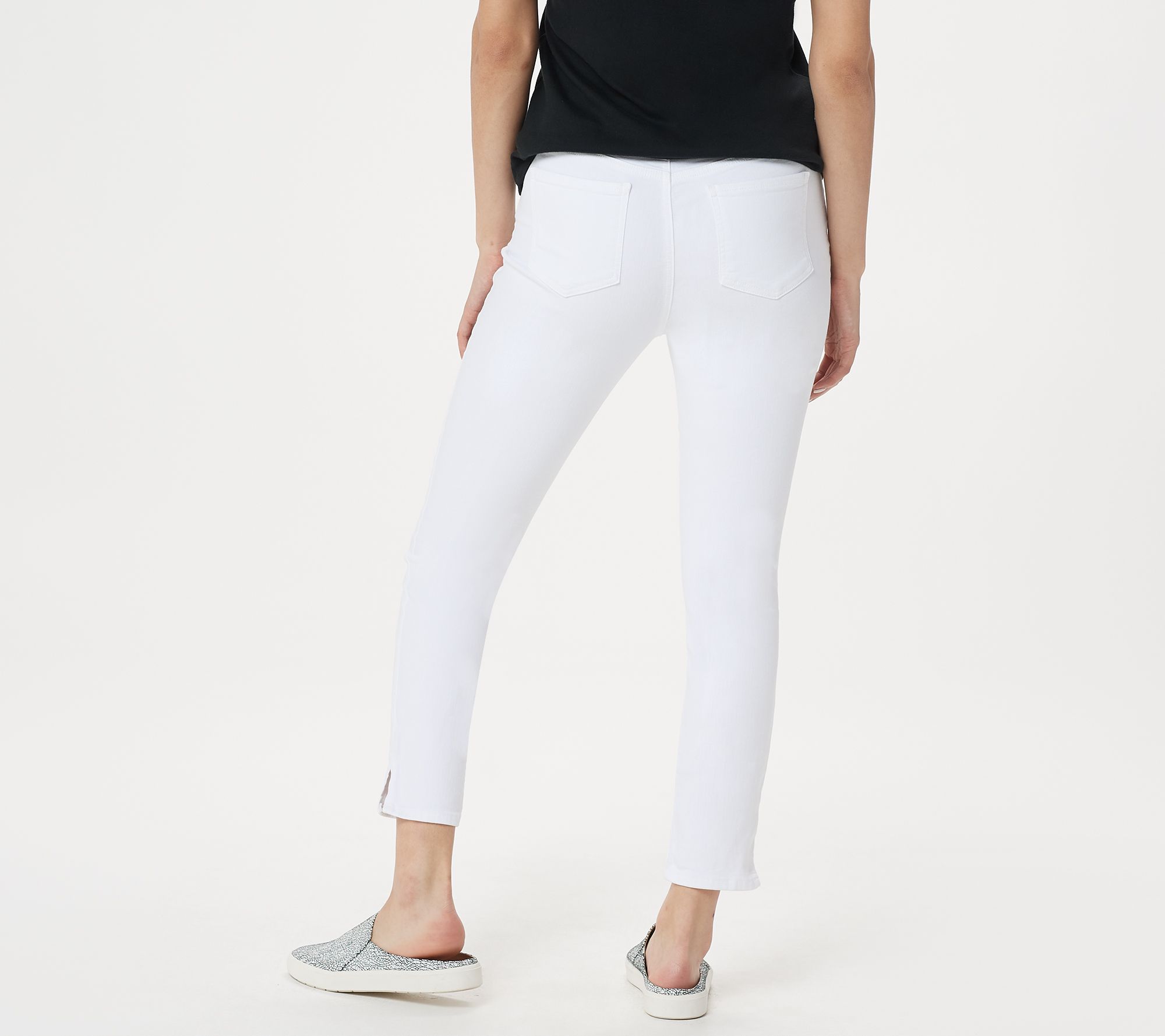 NYDJ Ami Skinny Ankle Jeans with Side Slits -Optic White - QVC.com