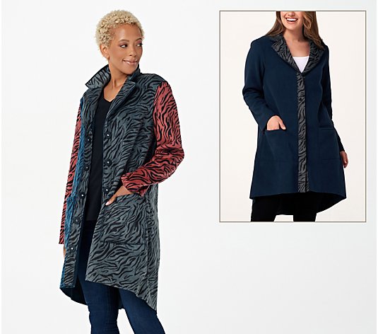 LOGO by Lori Goldstein Reversible Fleece Coat