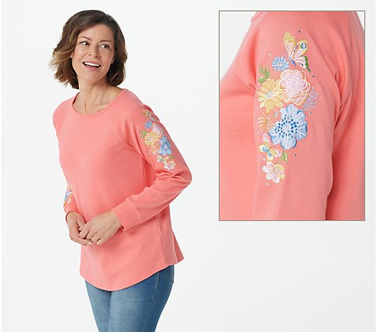 Quacker Factory Embroidered Sleeve Top