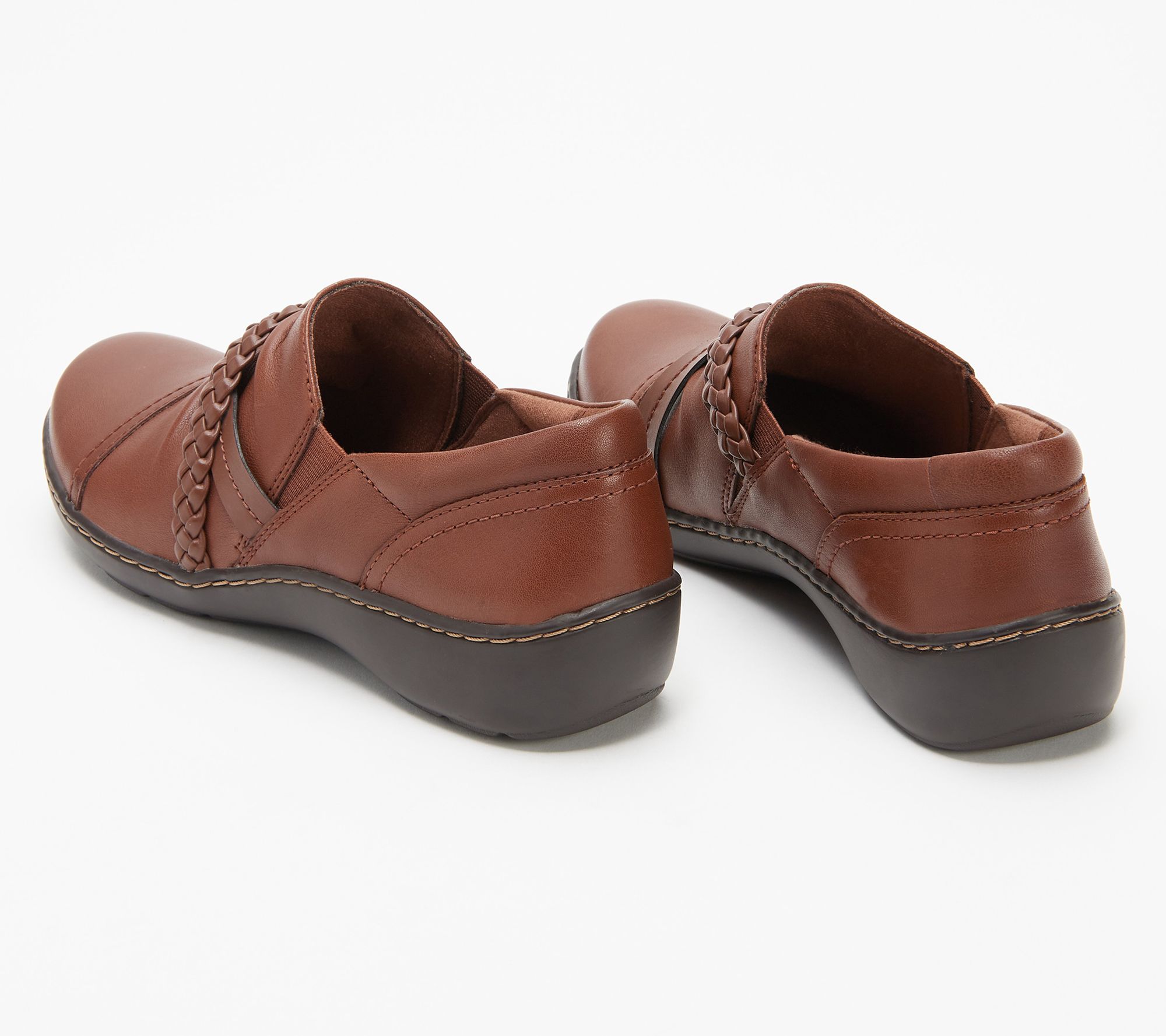Entender Colapso incondicional Clarks Collection Leather Slip-Ons - Cora Braid - QVC.com