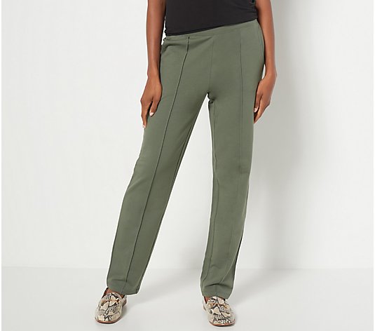 Denim & Co. Active Regular French Terry Pull-On Pintuck Pants