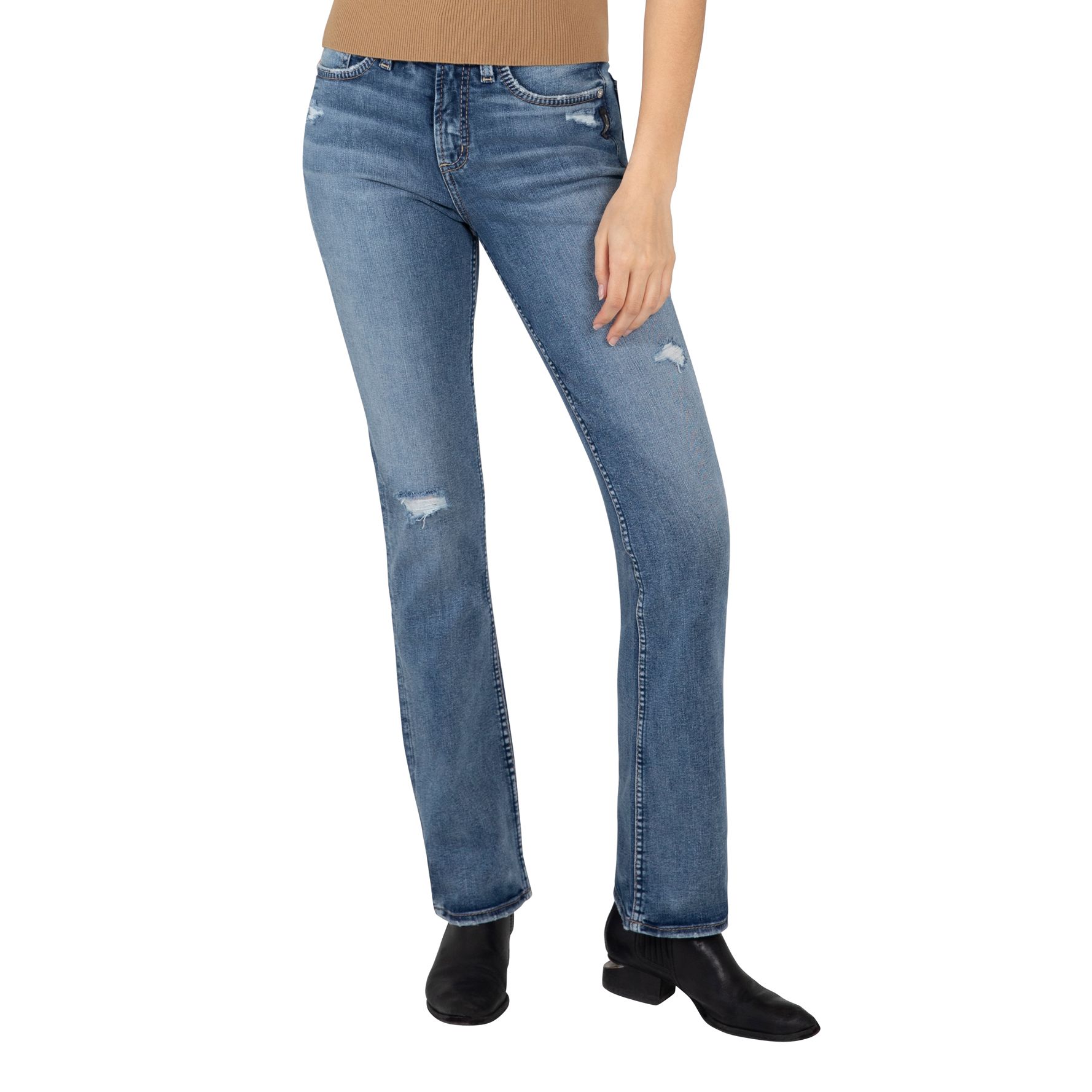 silver avery slim bootcut jeans