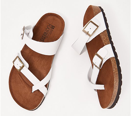 White Mountain Adjustable Toe-Post Leather Sandals - Gracie
