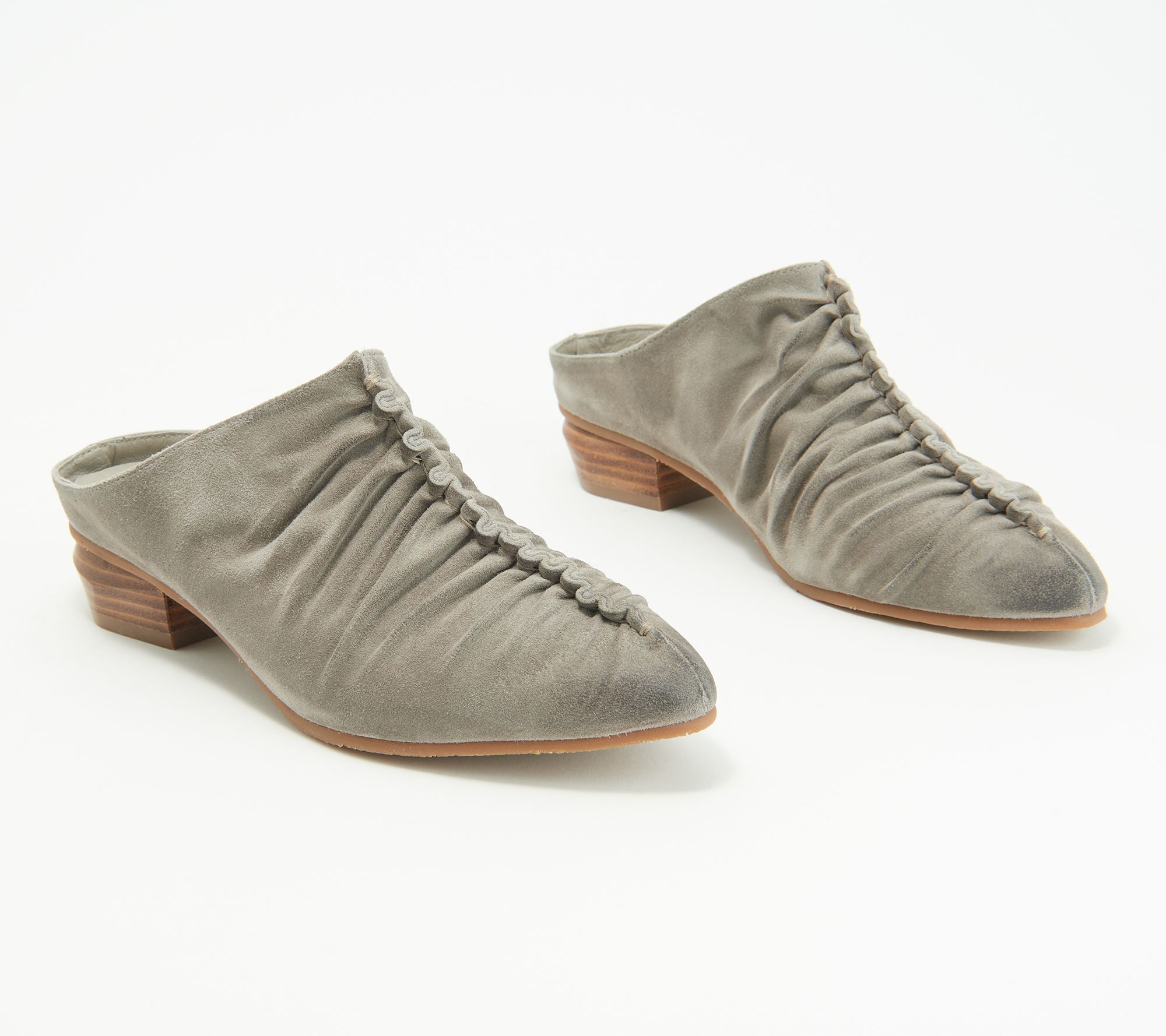 Antelope Suede Ruched Mules - Liselle - QVC.com