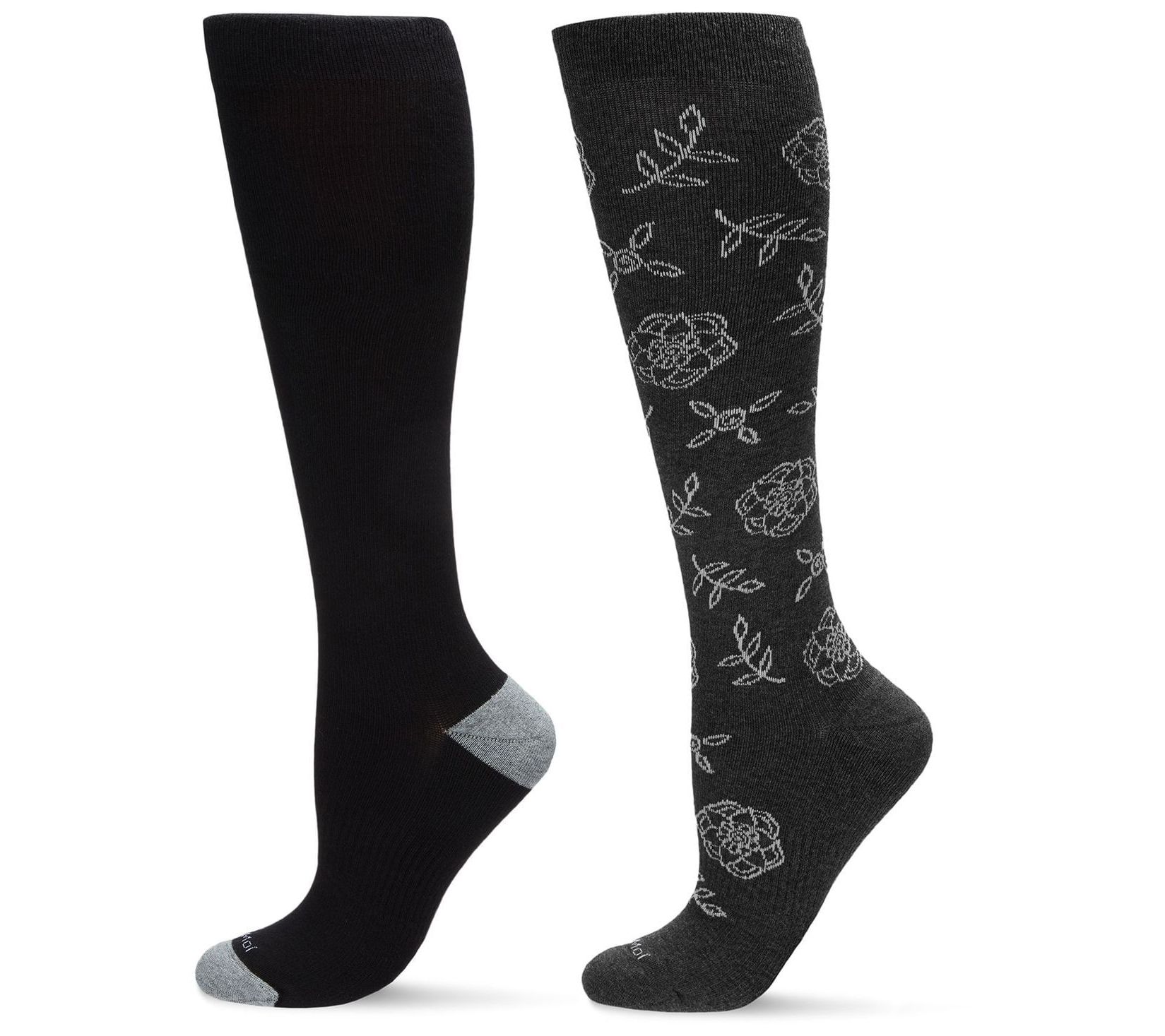 Memoi Set of 2 Cotton Blend Compression KneeSocks