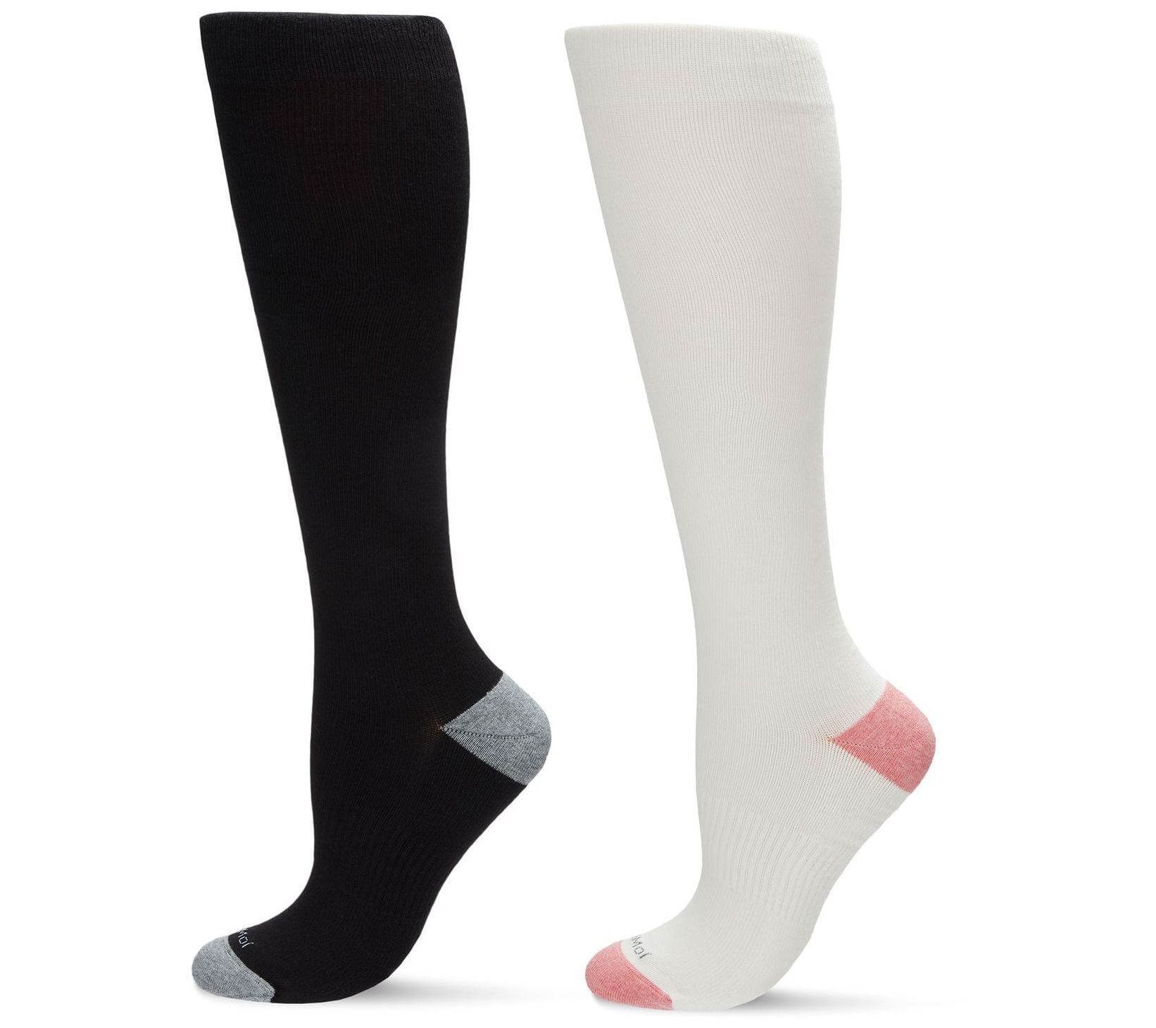 Memoi Set of 2 Cotton Blend Compression KneeSocks