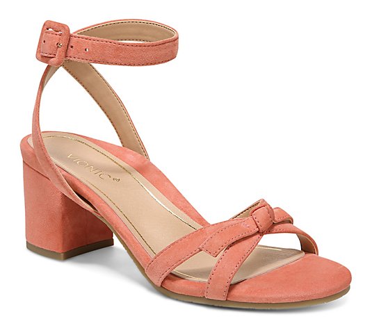 Vionic Suede Two-Piece Heeled Sandals - Rosabel