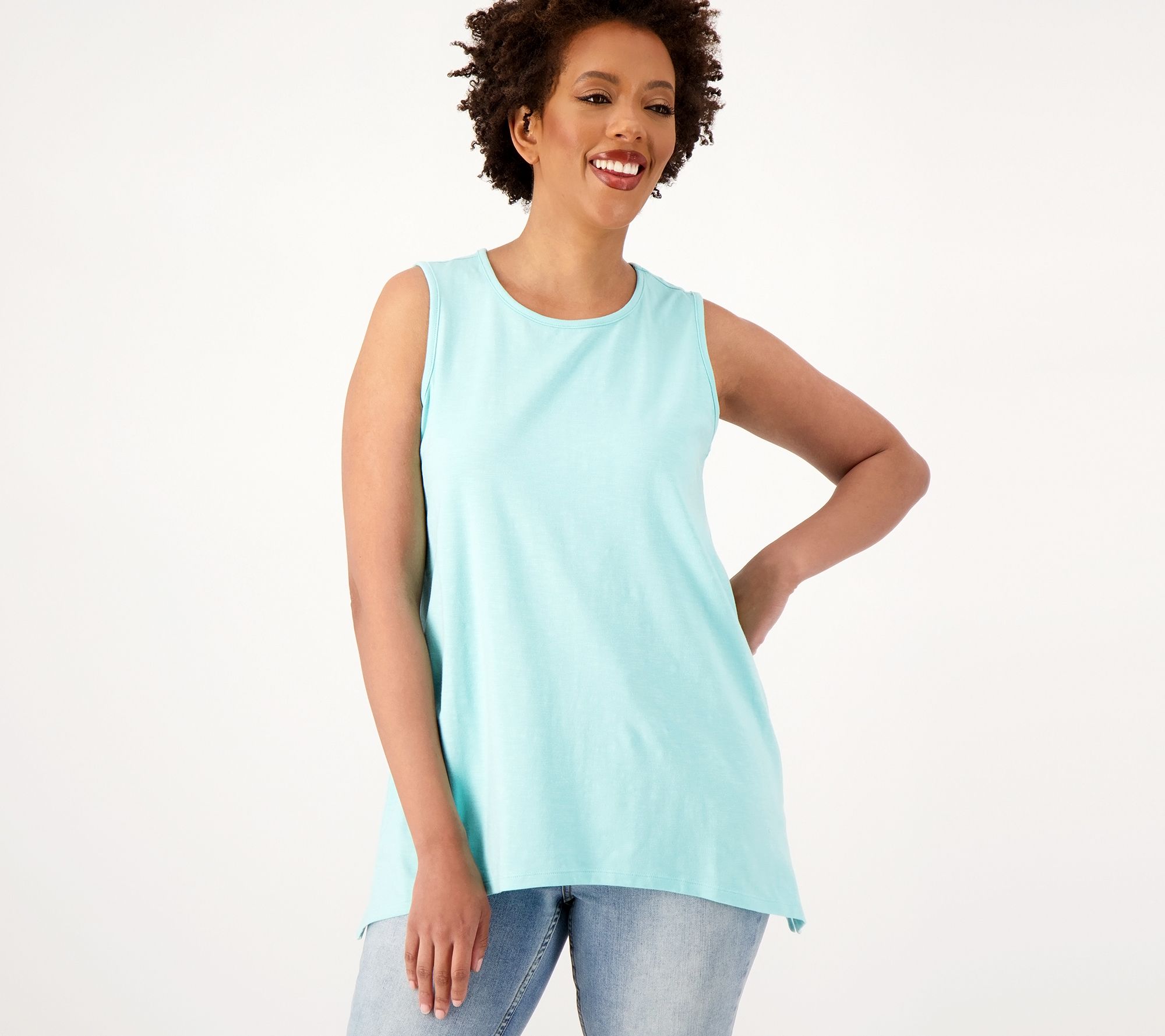 Denim & Co. Essentials Textured Knit Round Neck Trapeze Tank