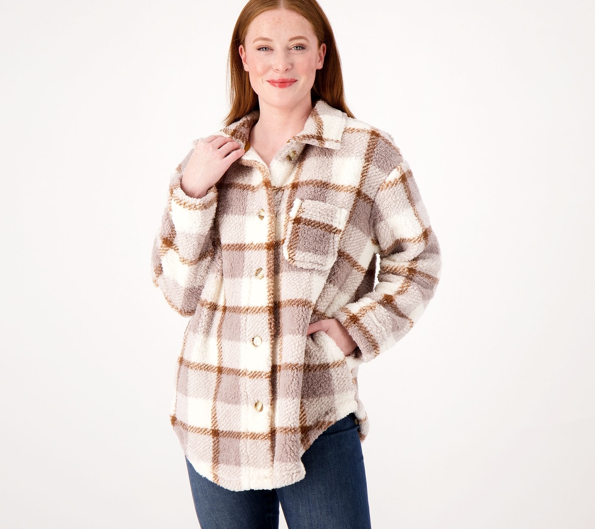 "As Is" Koolaburra by UGG Brushed Back Sherpa Cozy Shacket