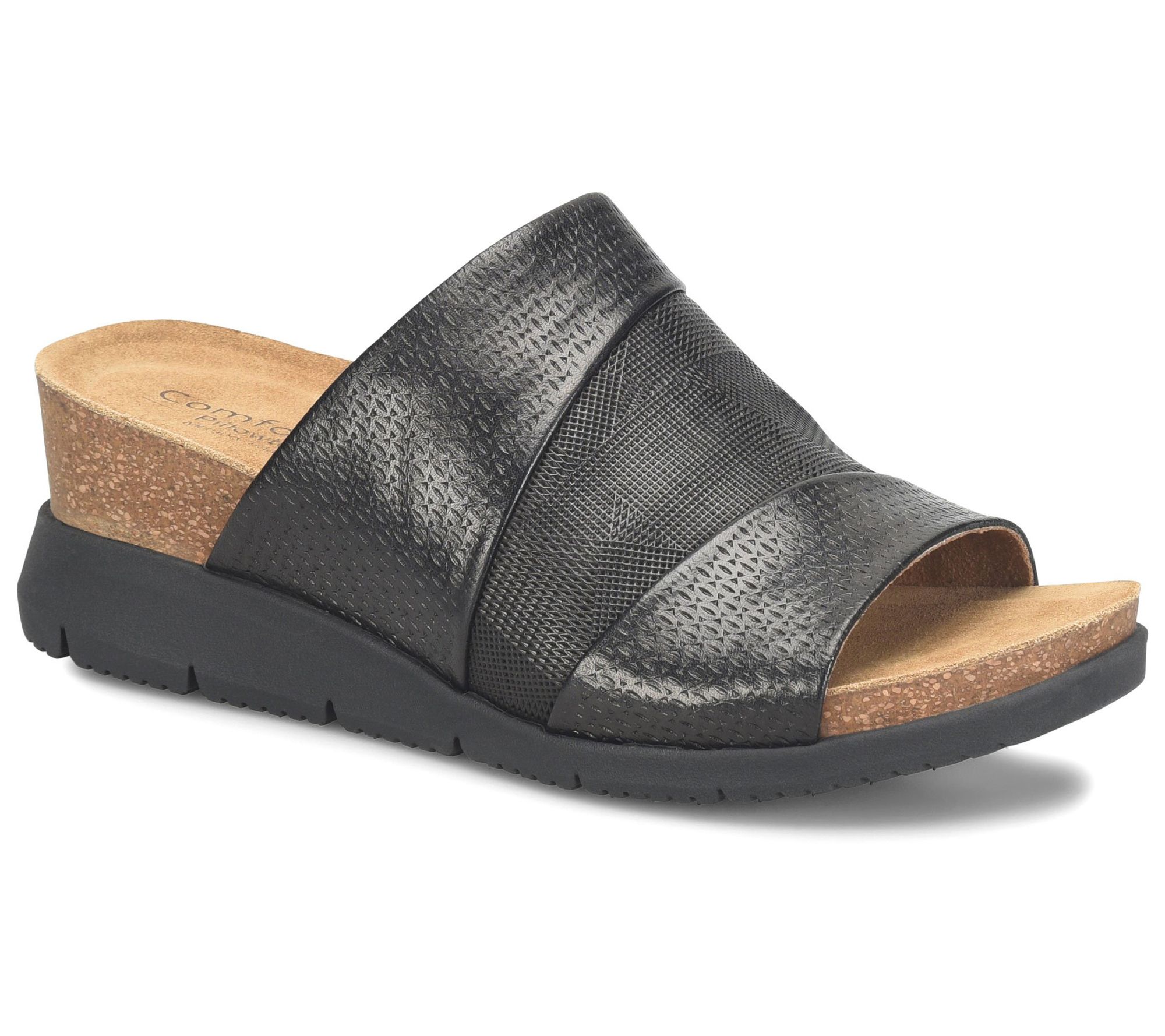 Comfortiva Textured Leather Wedge Sandal - Smit hie