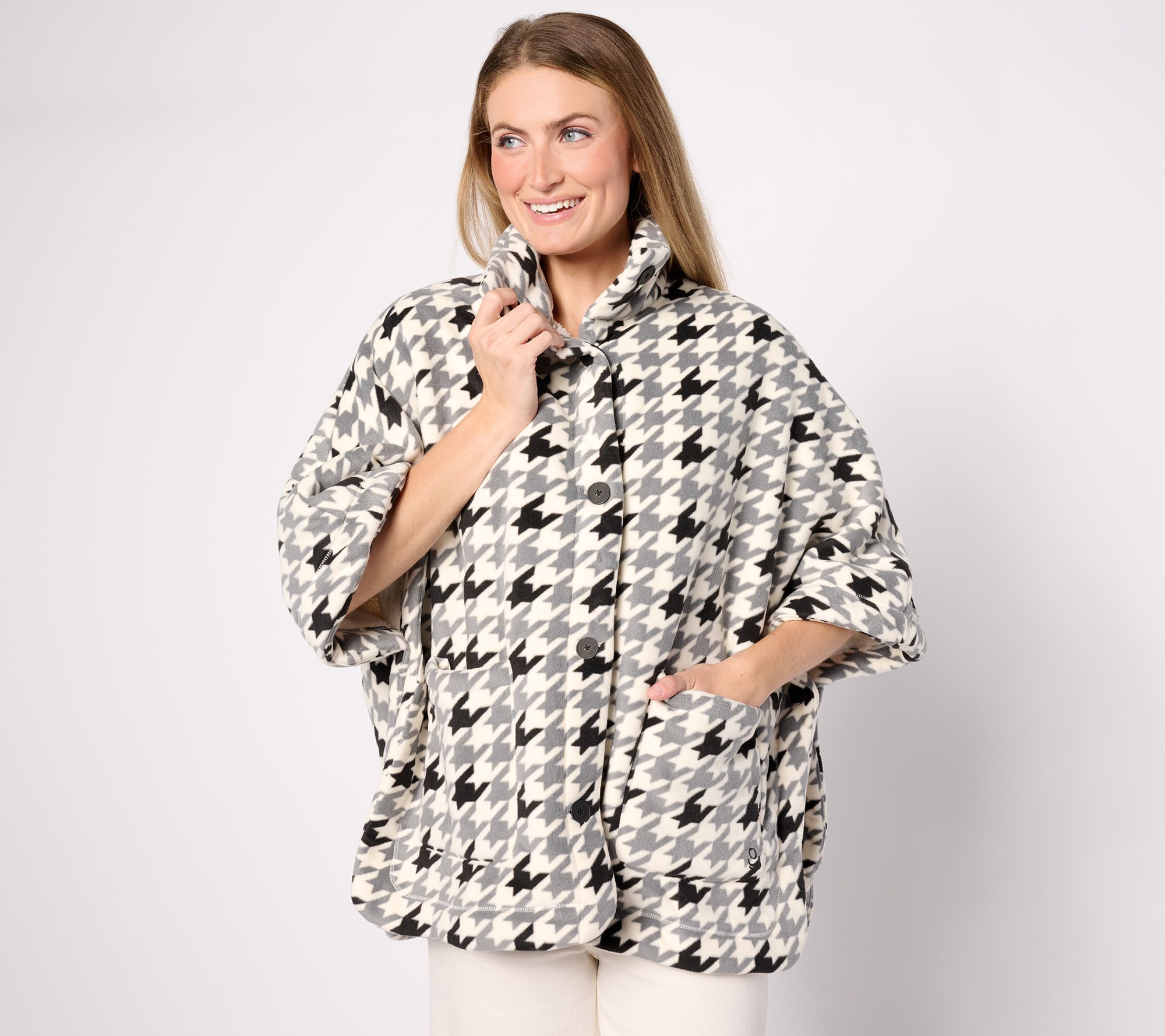 CUDDL DUDS Women's Fleecewear Bonded Sherpa Snap Front Jacket Grey Camo