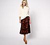 Susan Graver Regular Printed Knit Velvet Paneled Midi Pull-On Skirt, 1 of 2