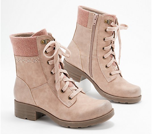 "As Is" Earth Origins Leather Lace-Up Boots- Rowan