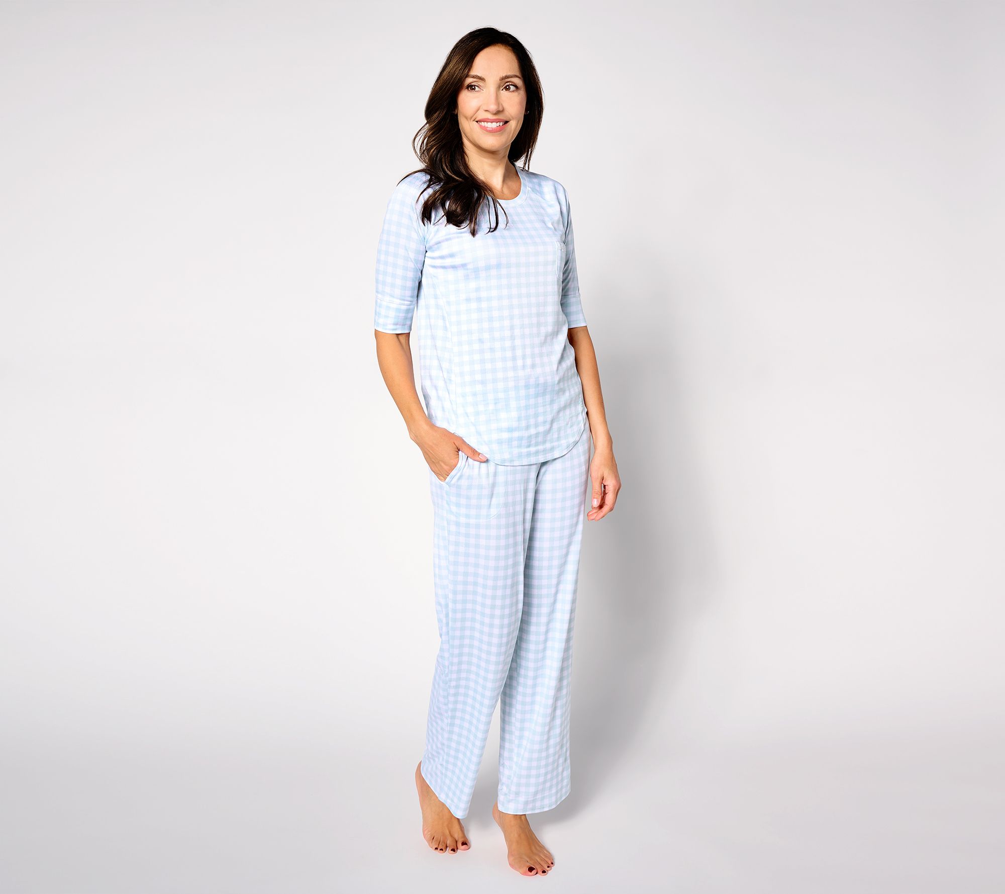 Cuddl Smart Elbow Sleeve Top with Cropped Pant Pajama Set