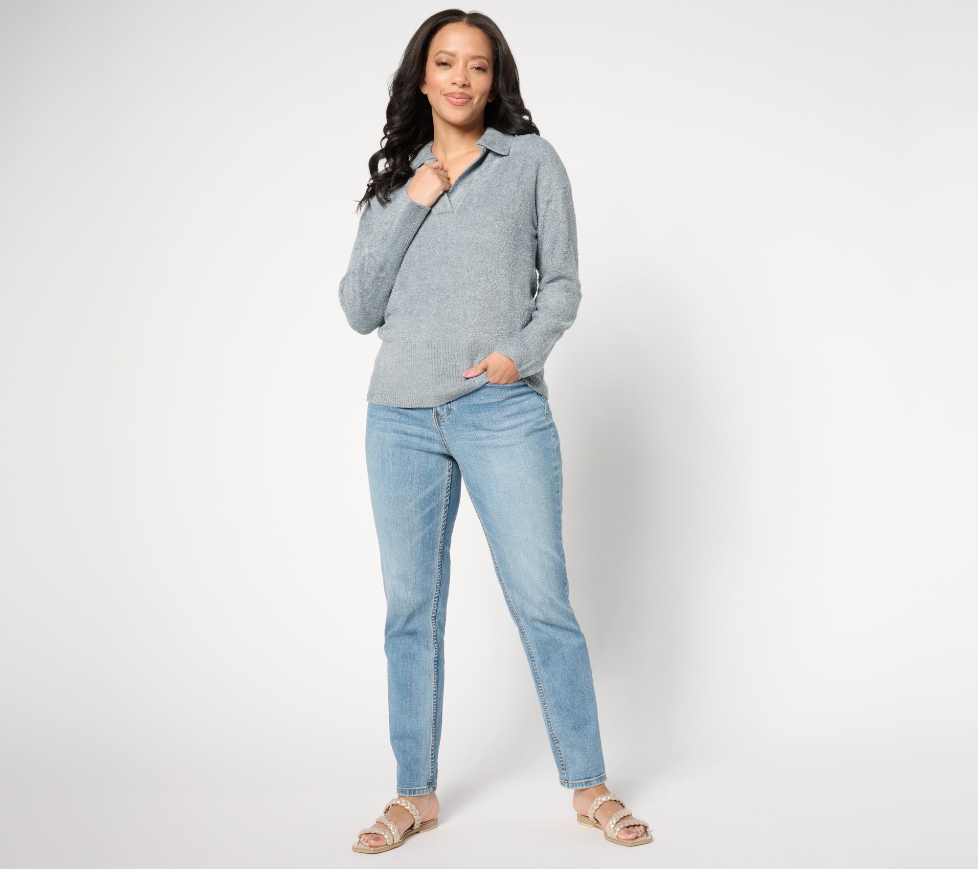Barefoot Dreams Cozyterry Dolman Pullover in Indigo- Bliss Boutiques