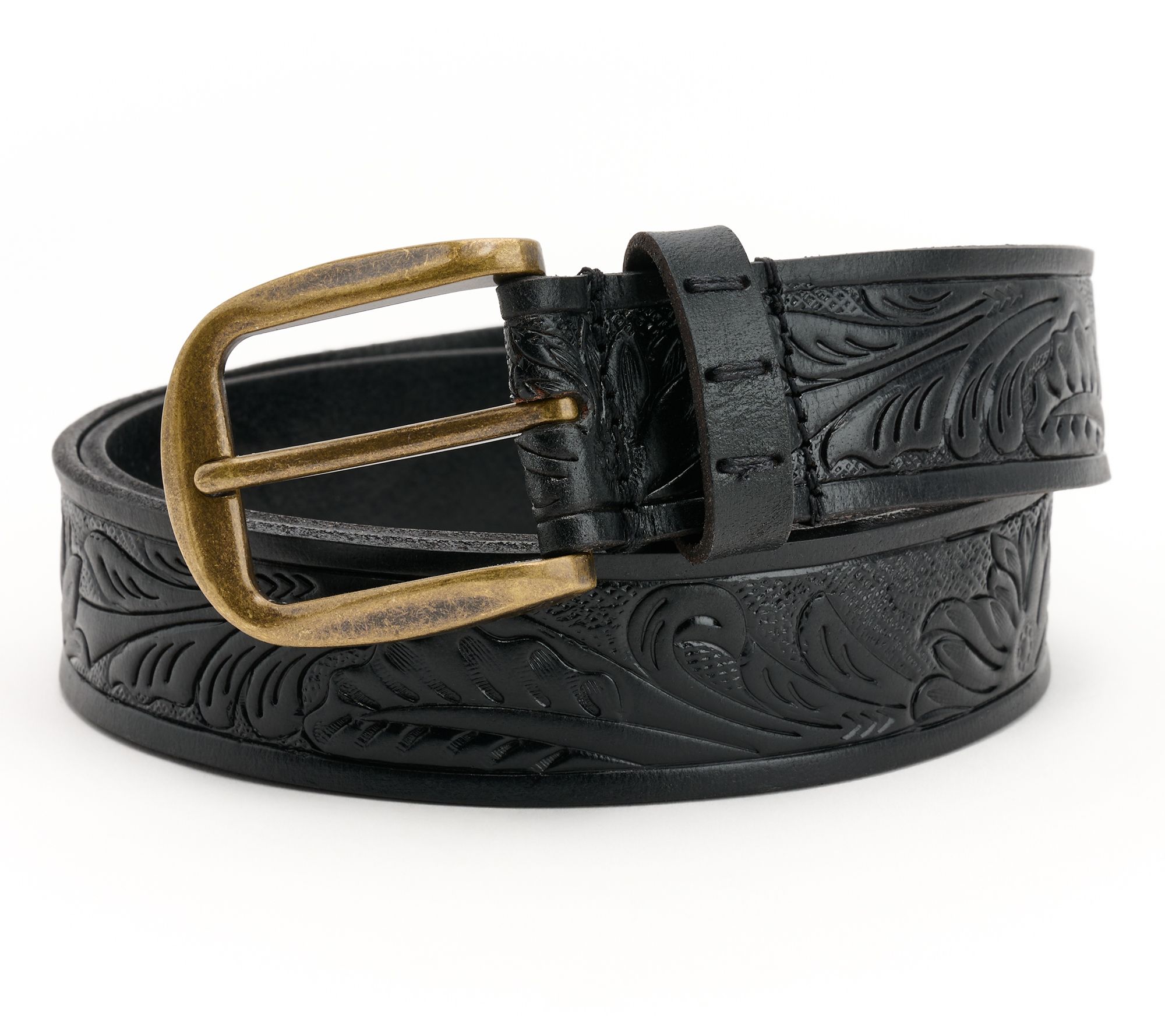 Heirloom Basic Belt - Dark Black with Antique Brass Buckle – Kim