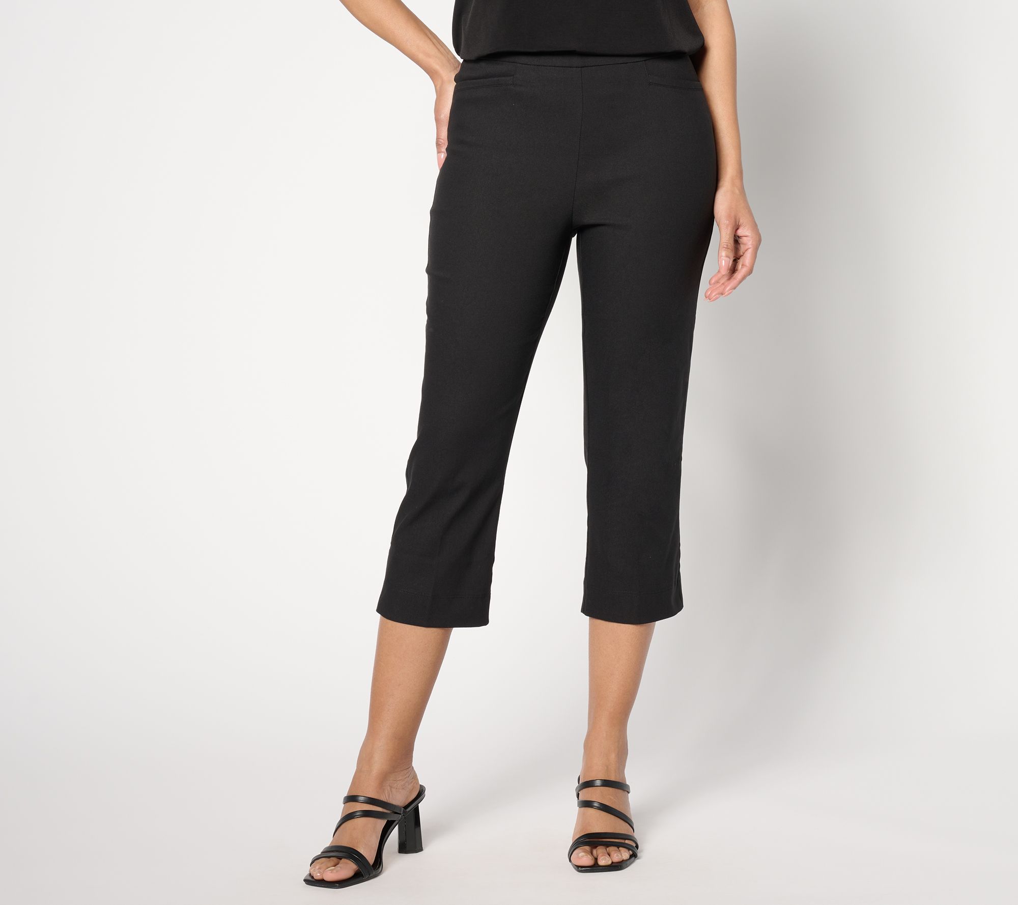 Susan Graver Petite Cotton Ulta Stretch Slim-Leg Capri Pants