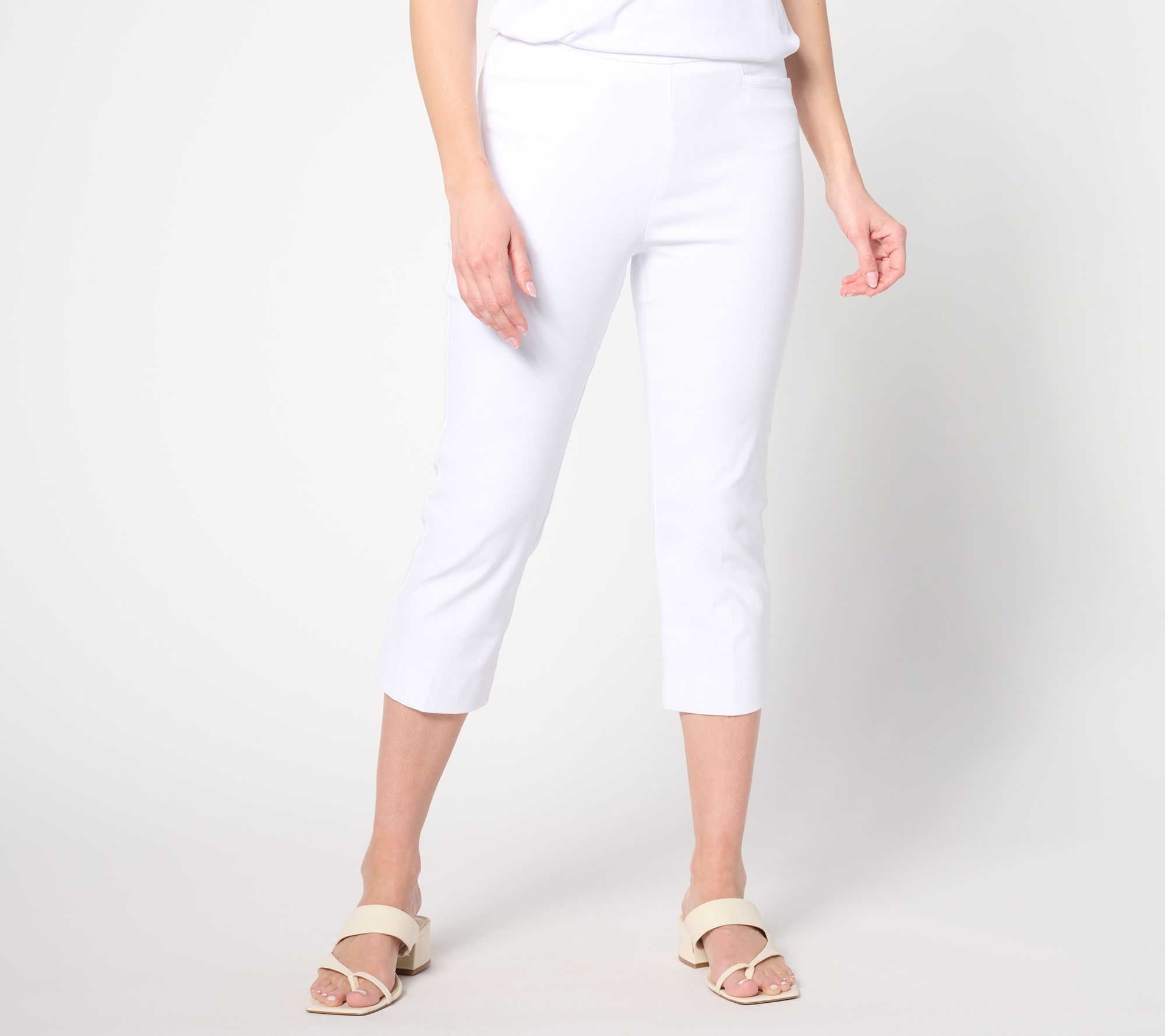 Susan Graver Petite Cotton Ulta Stretch Slim-Leg Capri Pants