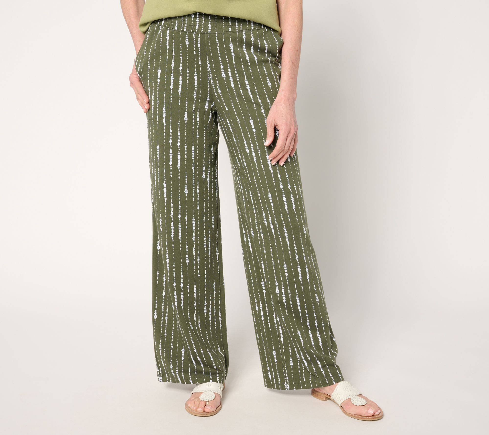 Denim & Co. Beach Petite Jersey Full Length Wide-Leg Pant