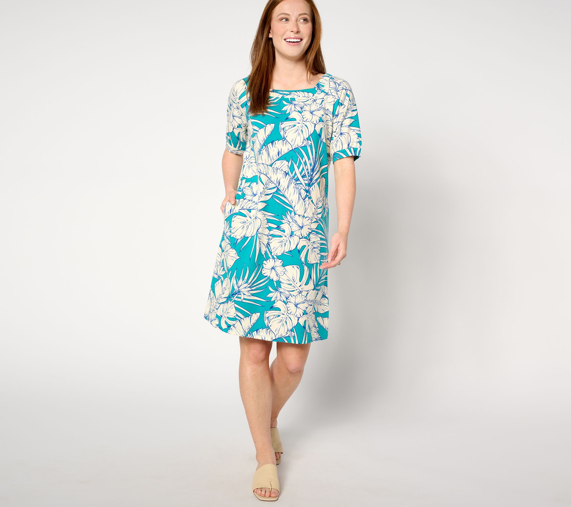 Denim & Co. Petite Favorite Jersey Square Neck Dress