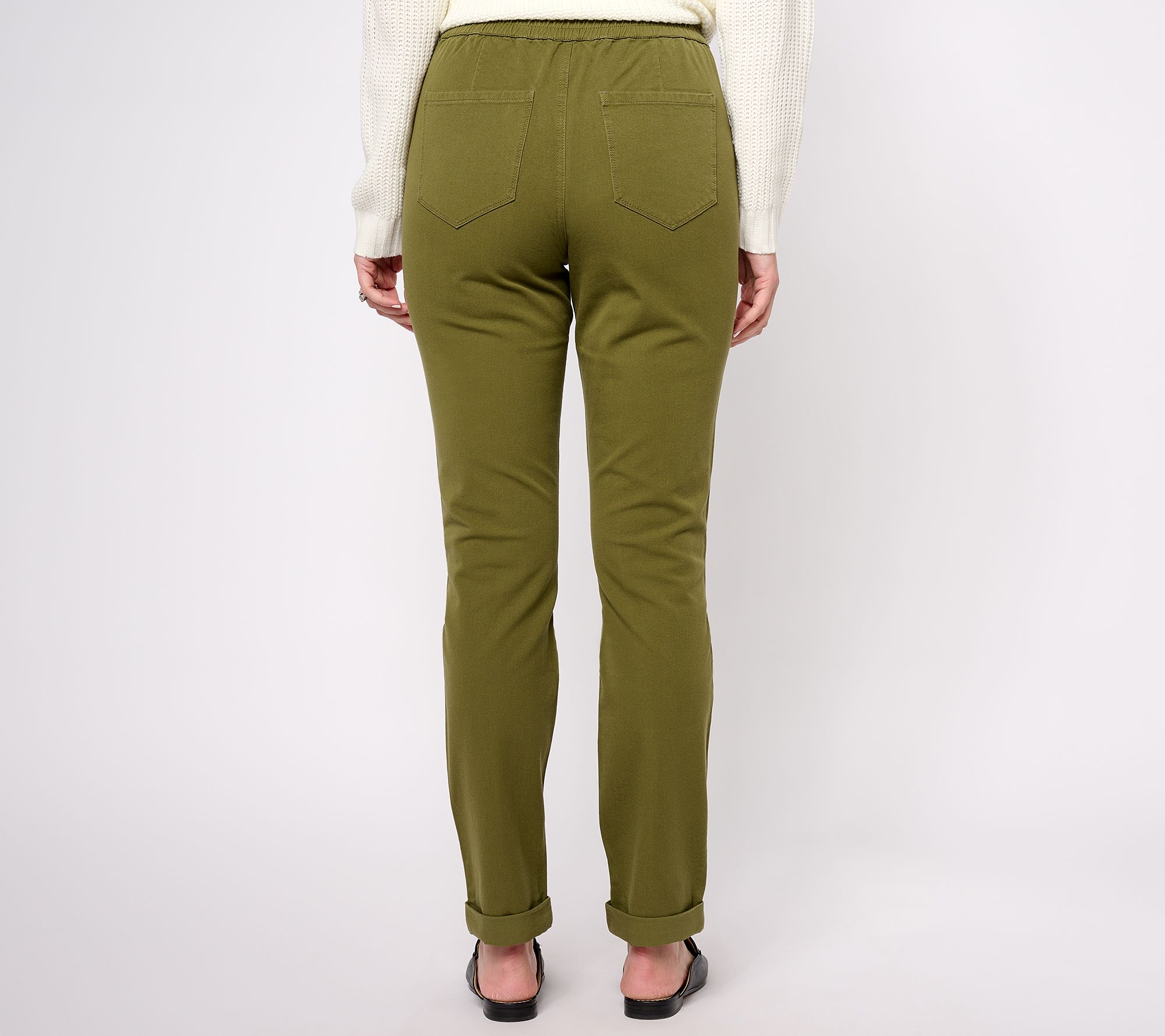 As Is AnyBody Petite Pull On All Stretch Twill Pant with Pockets 