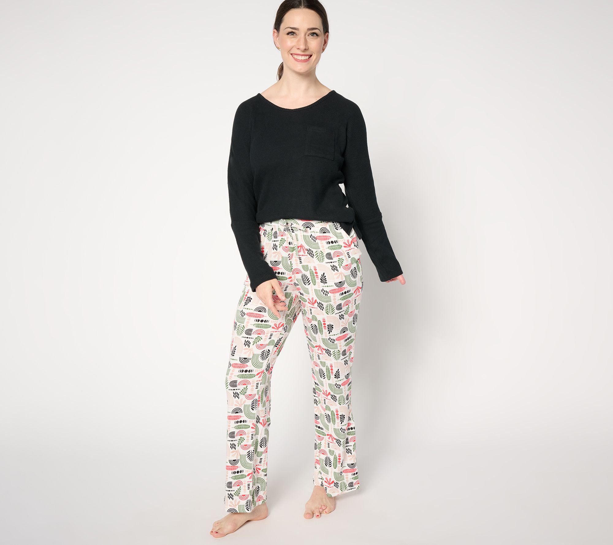 MUK LUKS Cloud KNit & Ribbed Knit Drop Shoulder Lounge Set