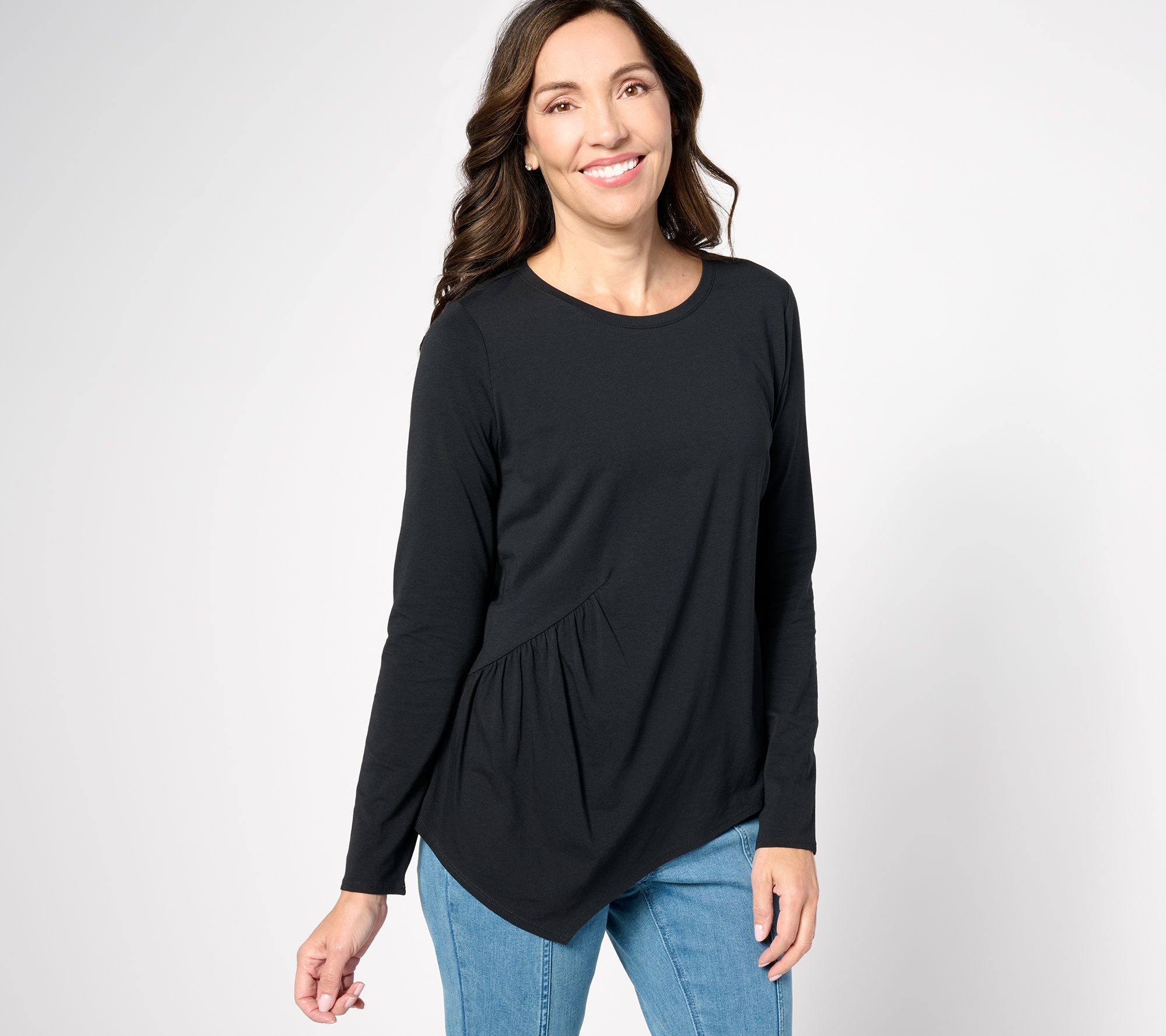 "As Is" AnyBody Lounge Cozy Knit Top with Asymmetric Hem