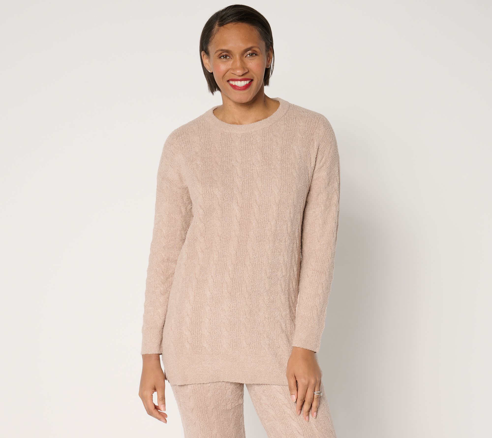 Barefoot Dreams CozyChic Lite Cable Slit Pullover
