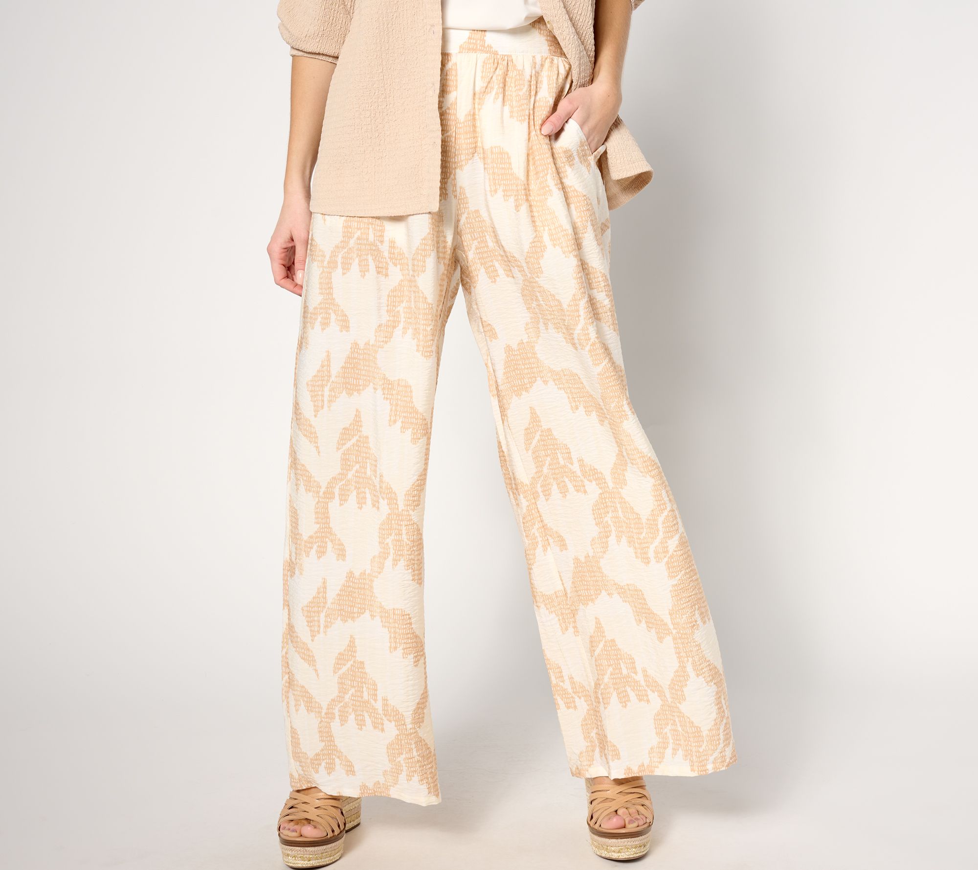 "As Is" Peace Love World Reg Printed Pull On Wide Leg Pant