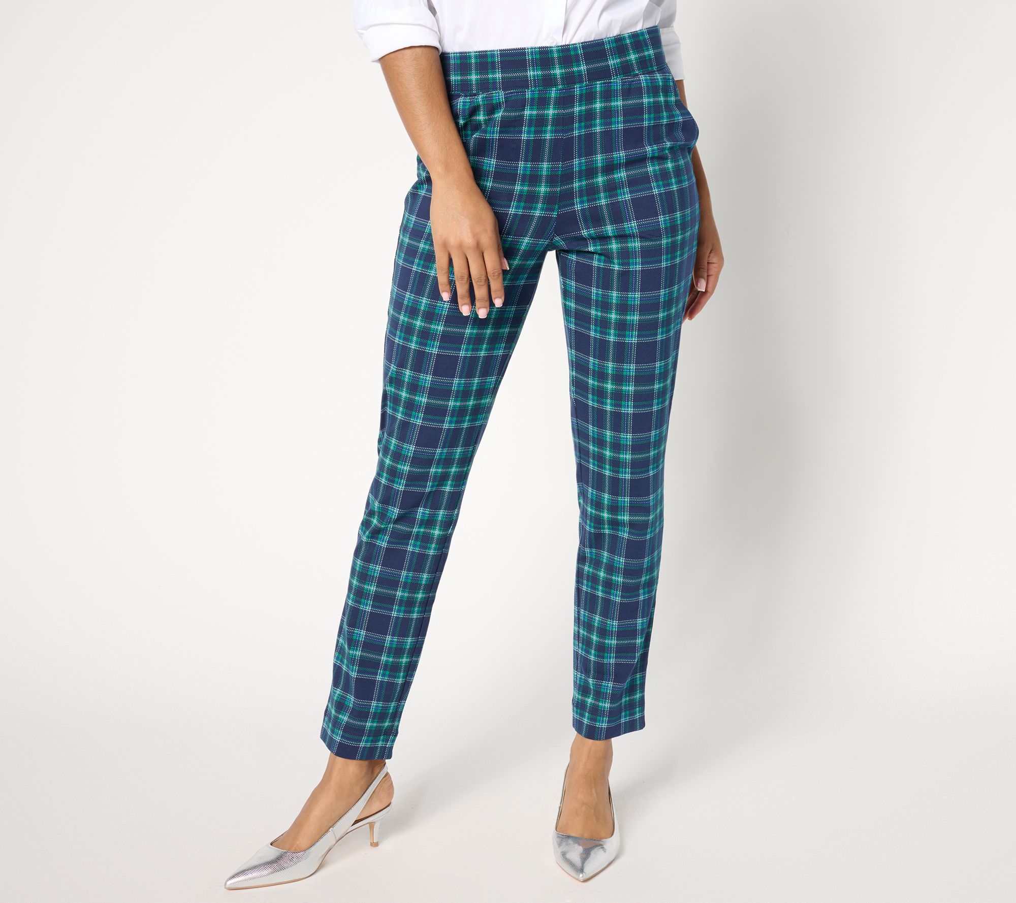 Denim & Co. Petite Any Day Printed Duo Stretch Ankle Pant