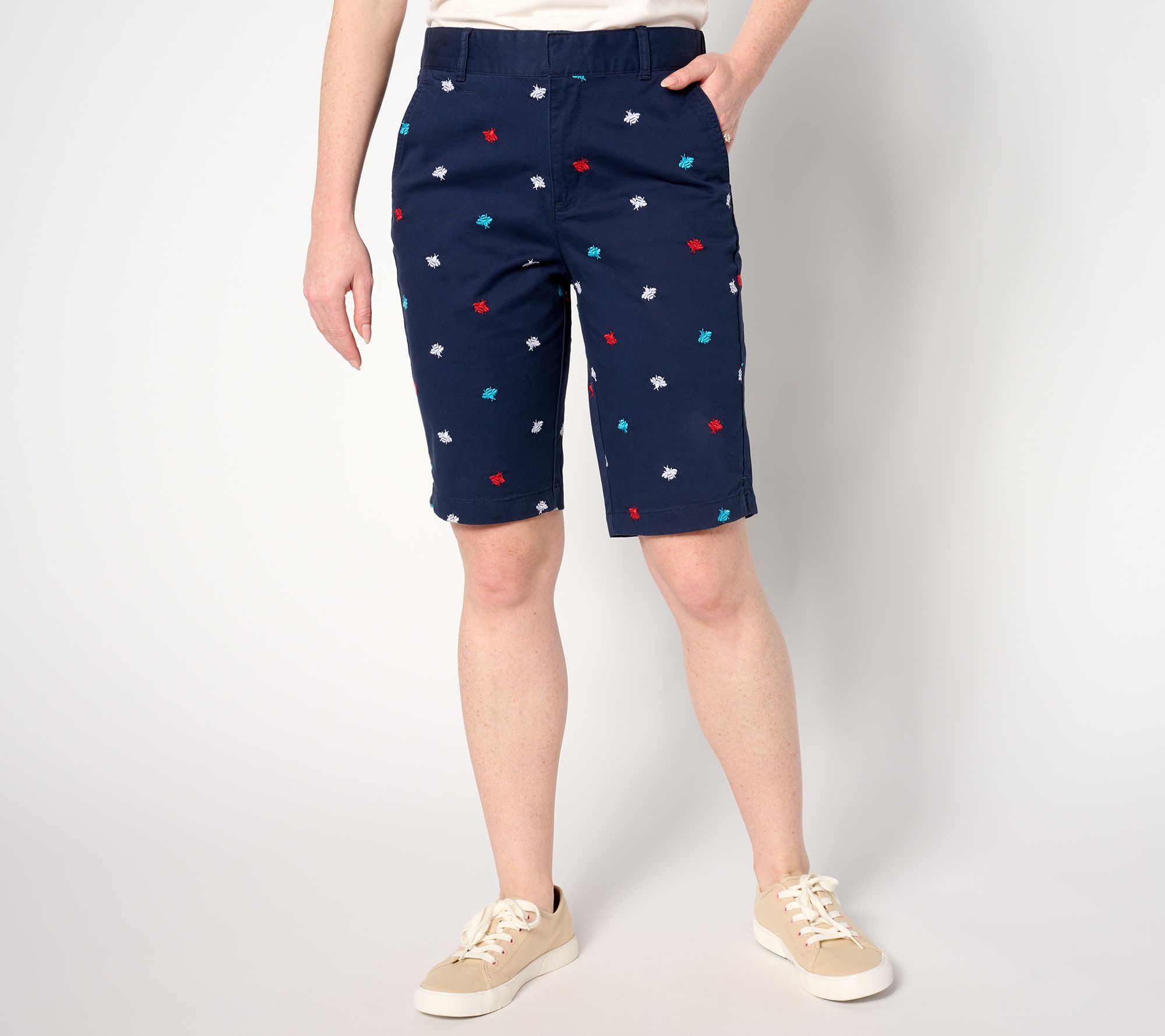 "As Is" Joan Rivers Signature Twill Petite Bermuda Shorts