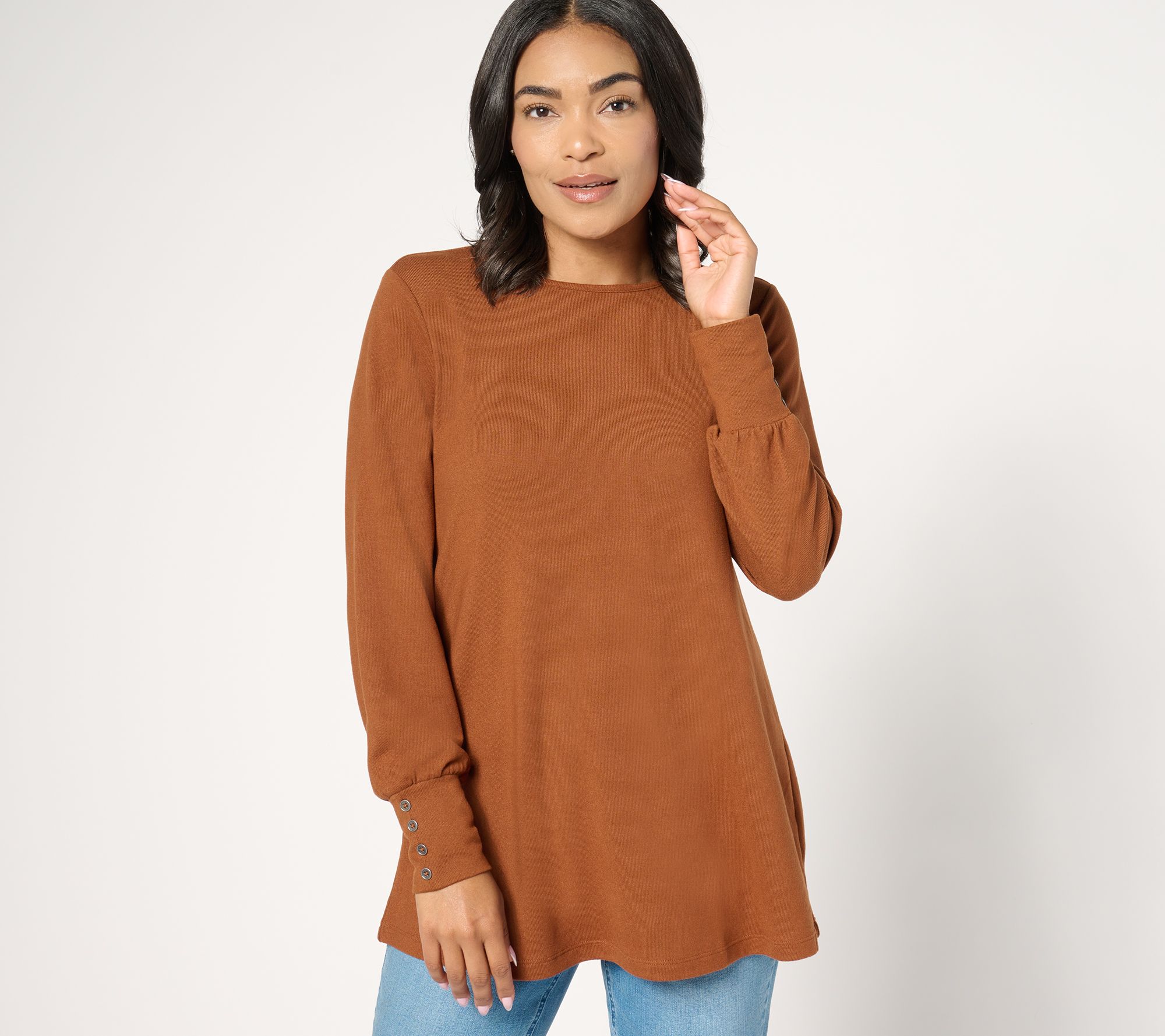 Denim & Co. Essentials Petite Heavenly Jersey Swing Tunic