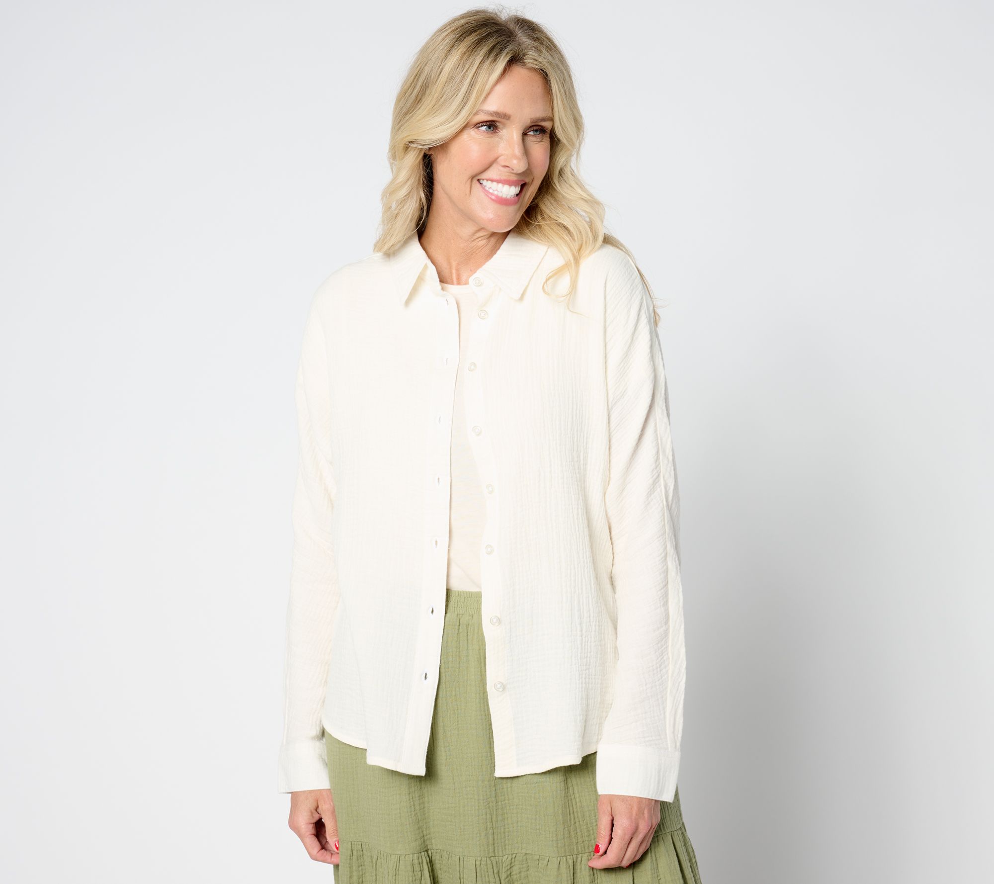 "As Is" Studio Park x Amy Stran Cotton Gauze Button Front Shirt
