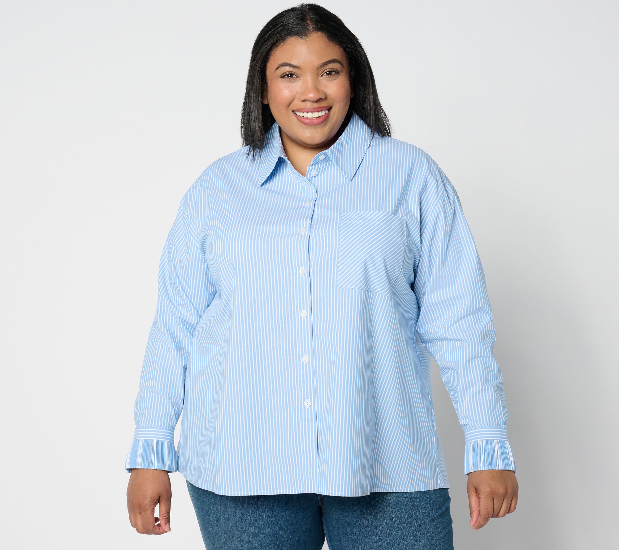 "As Is" Attitudes by Renee Petite Woven Button Front Shirt