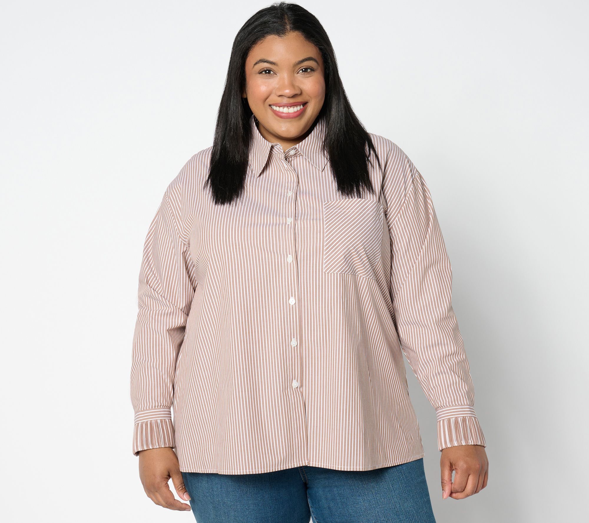 "As Is" Attitudes by Renee Petite Woven Button Front Shirt