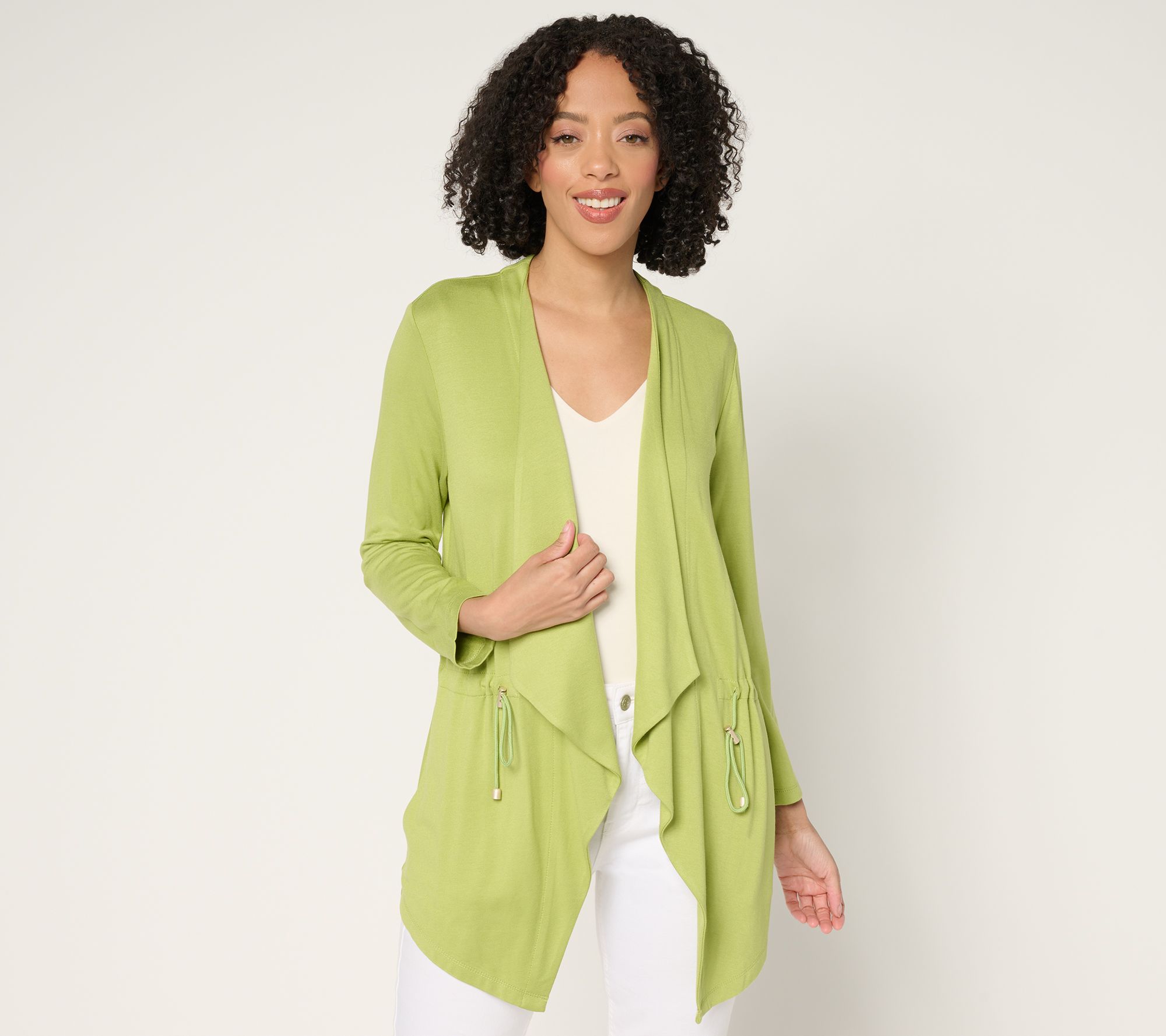 Susan Graver Regular Jersey Knit 3/4 Sleeve Anorak Cardigan