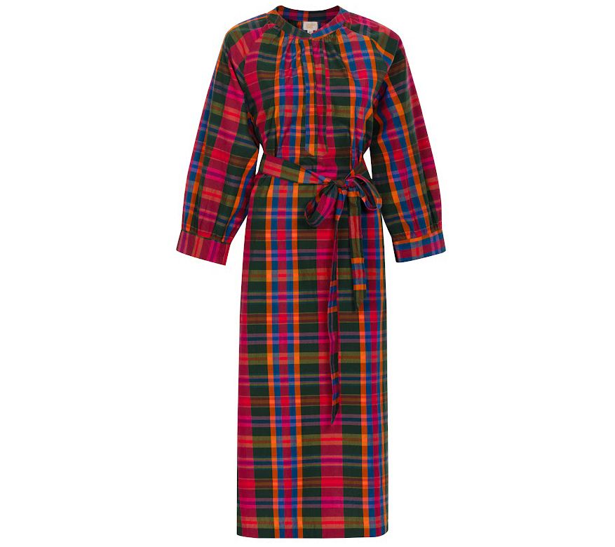 Sunshine Tienda Tejate Que Paso Plaid Cotton Beted Dress