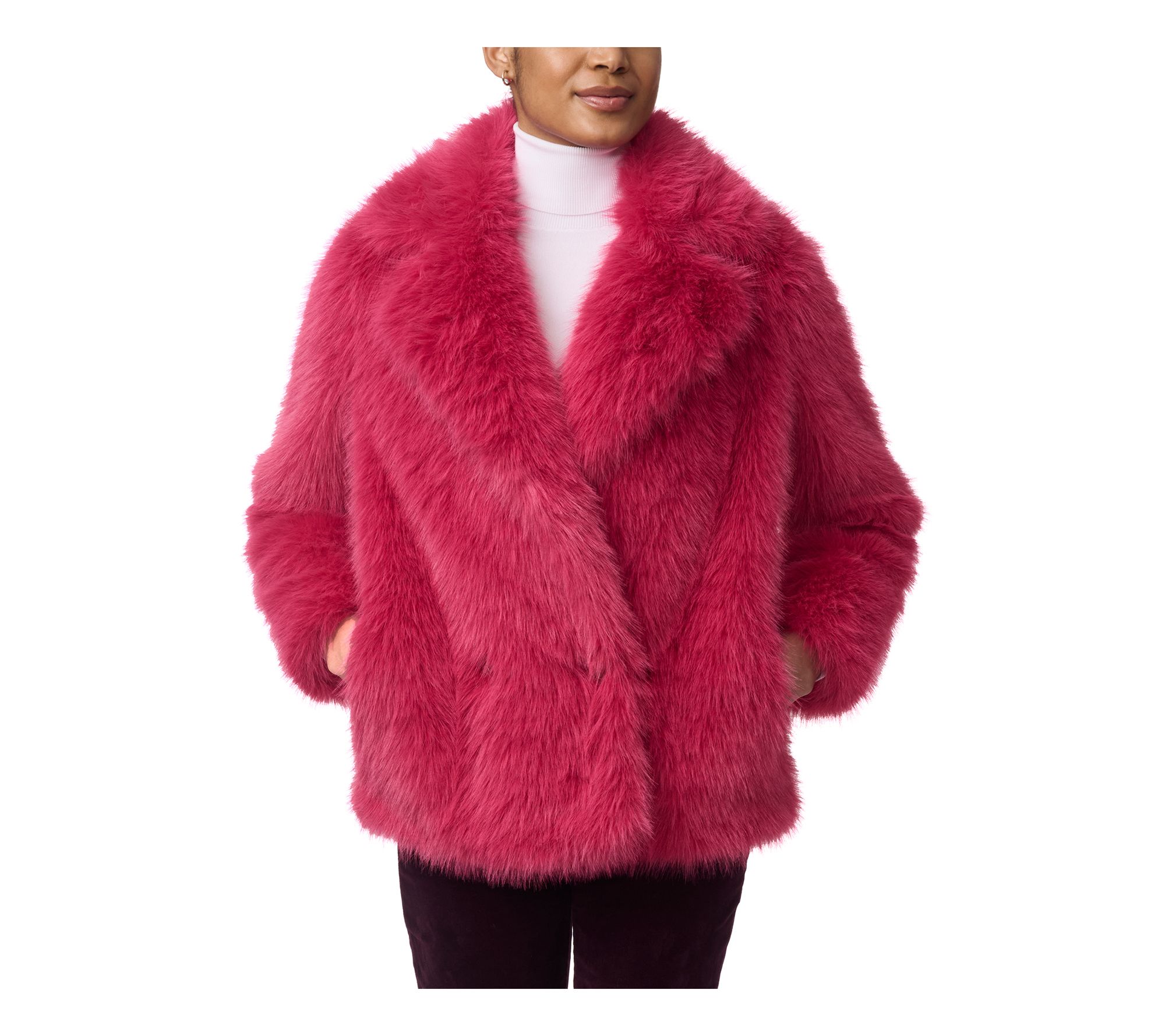 Bernardo Faux Fur Large Lapel Jacket