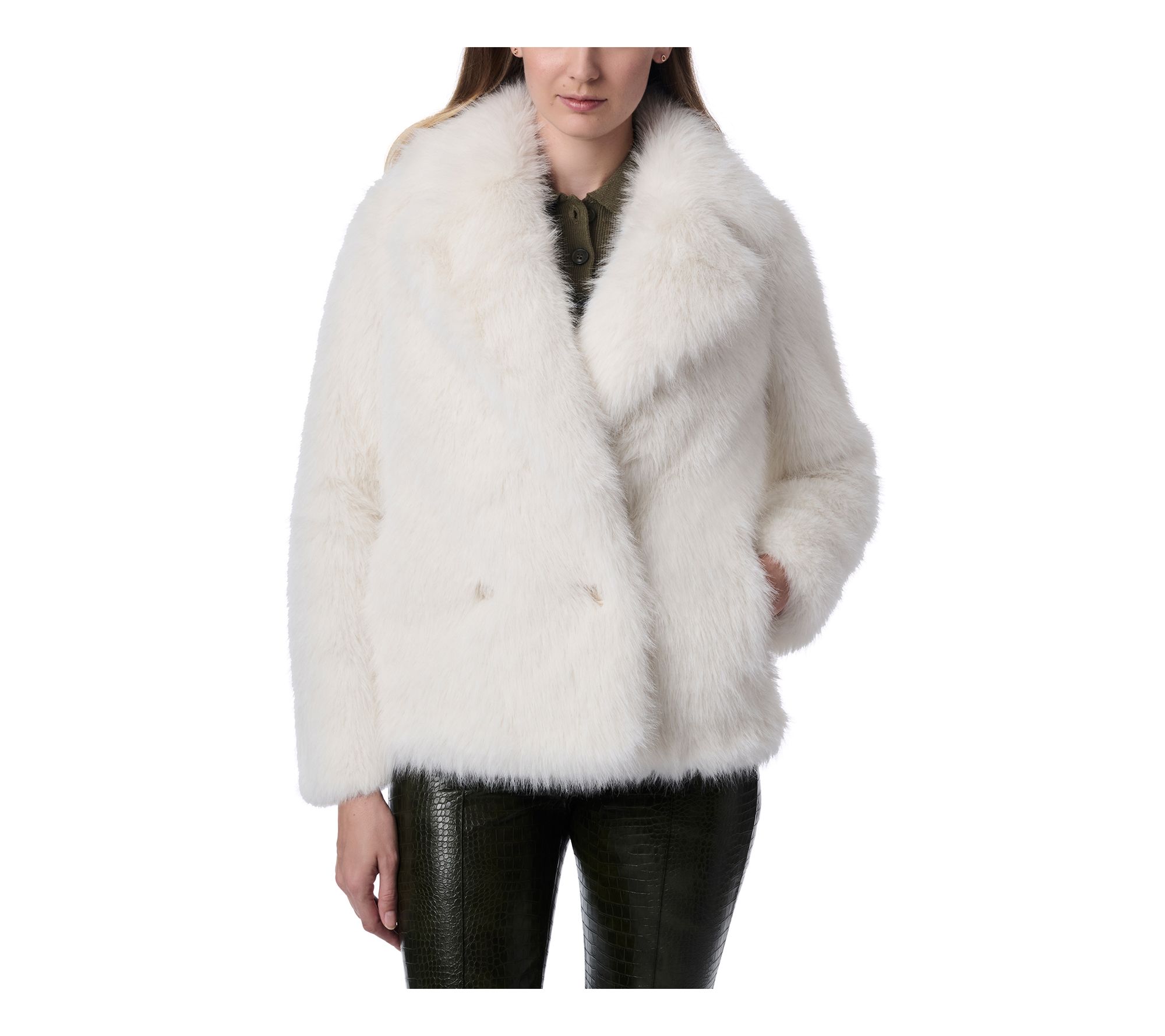 Bernardo Faux Fur Large Lapel Jacket