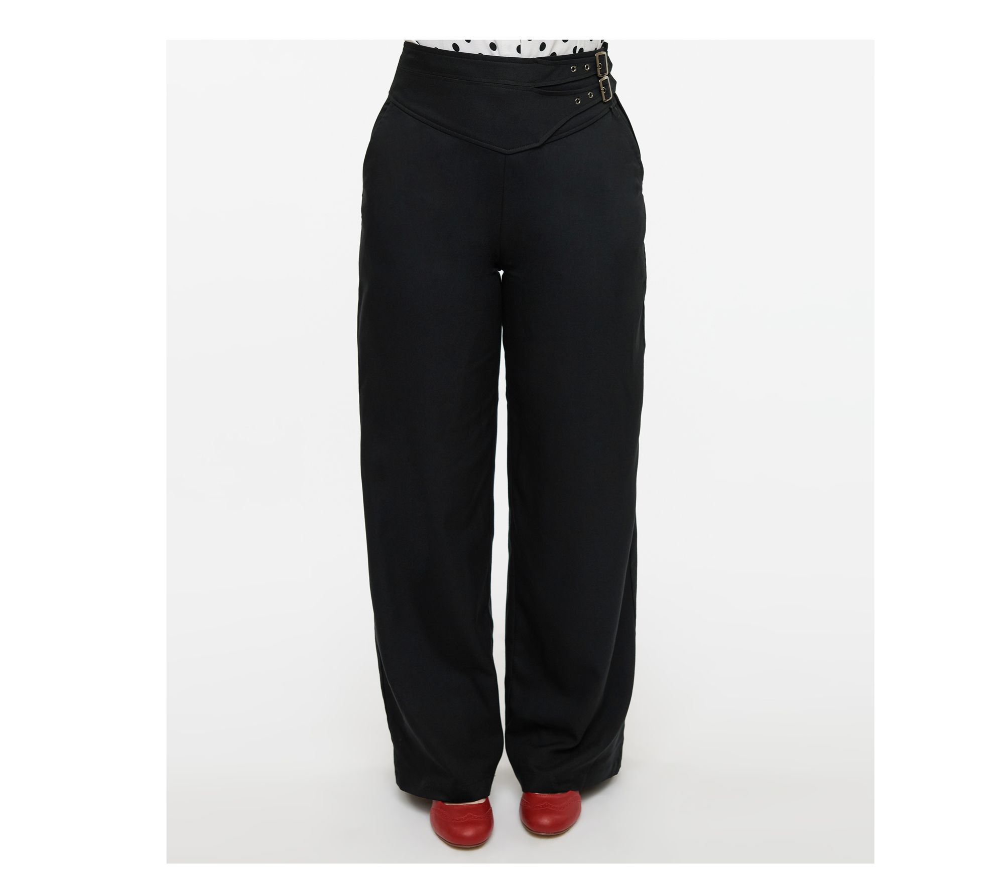 Unique Vintage Double Belt Woven Pants