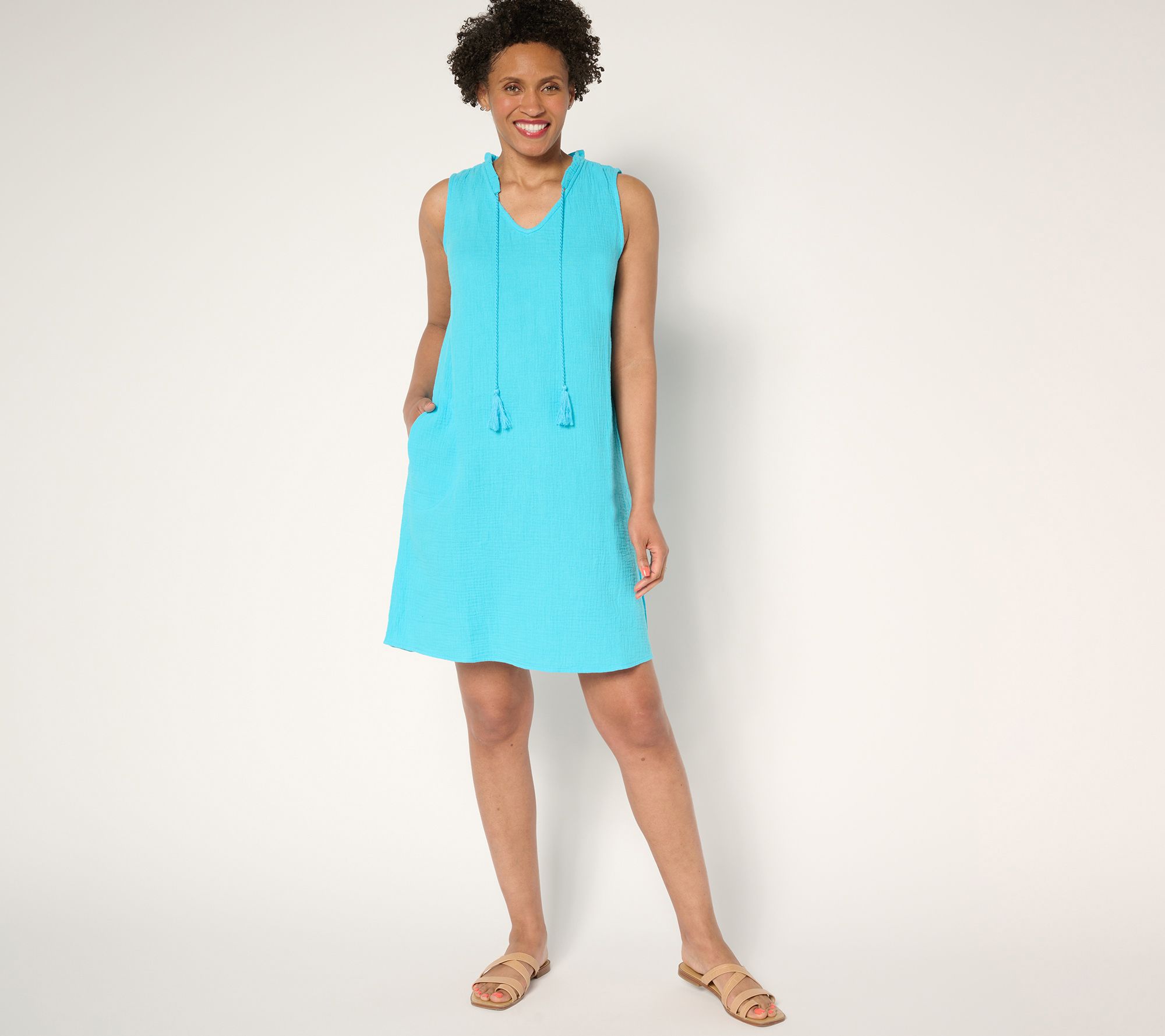 Belle Beach by Kim Gravel Regular Cotton Gauze Luau Tassel Dress