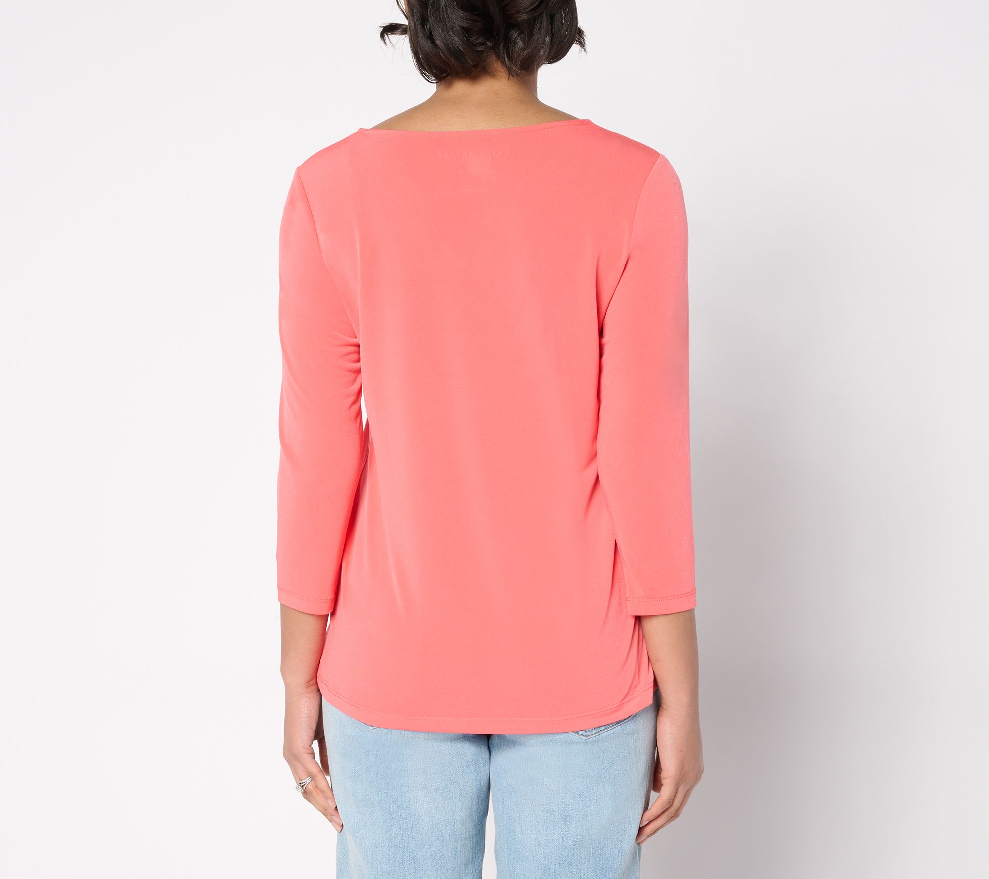 Susan Graver Modern Essentials Liquid Knit Split Neck Top