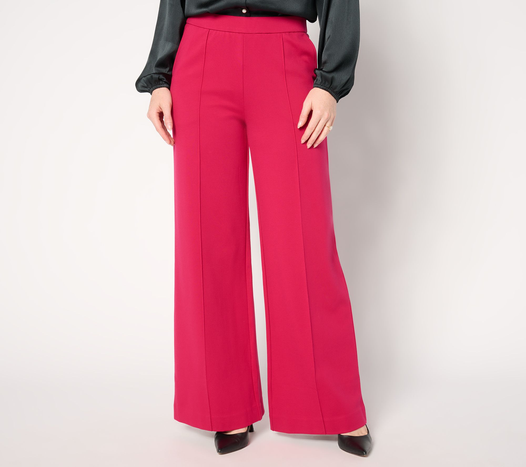 "As Is" Isaac Mizrahi Live! Petite Sublime Stretch Ponte Wide Leg Pants