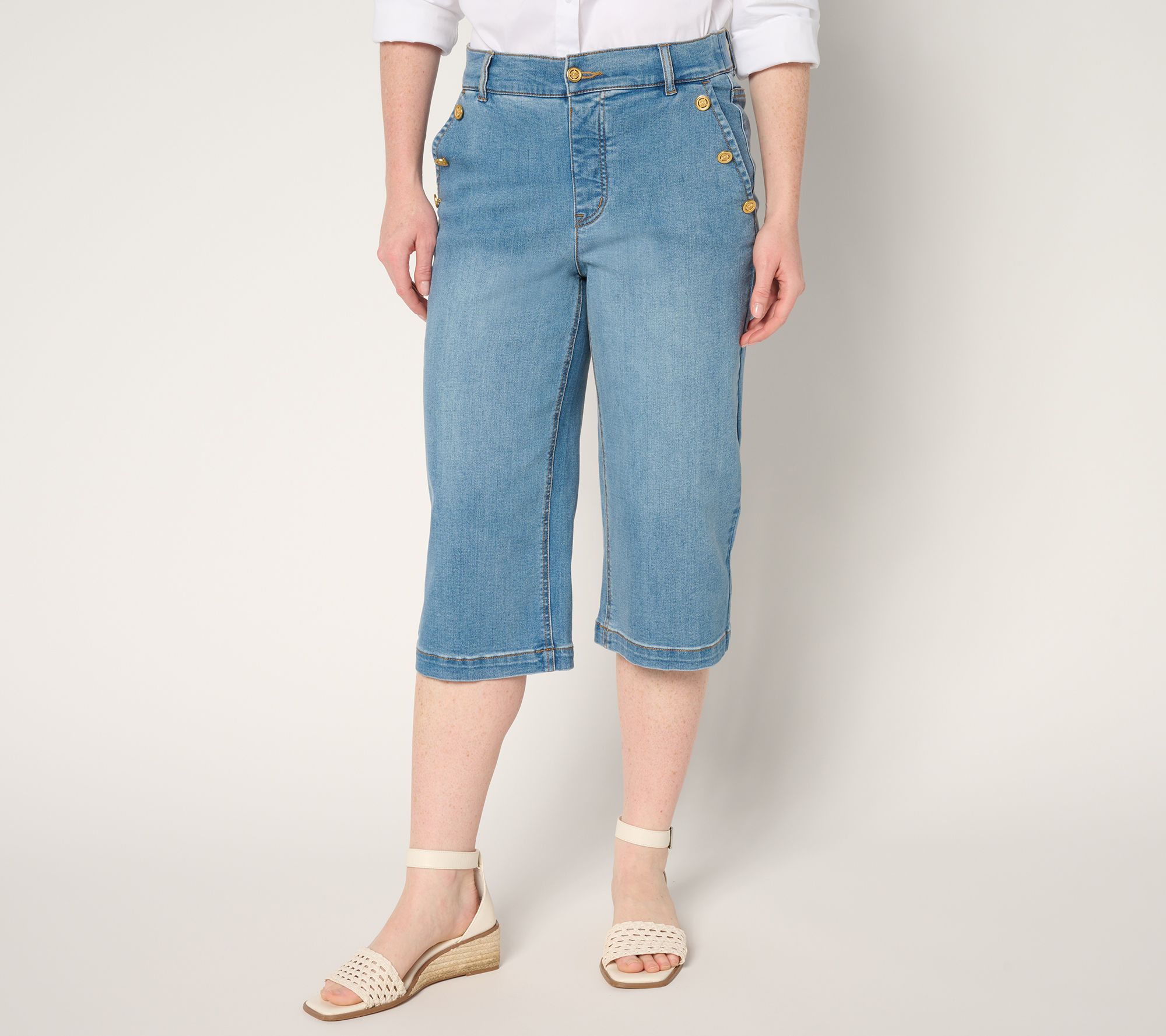 Isaac Mizrahi Live! Tall True Denim Indigo Wide Leg Pedal Pusher