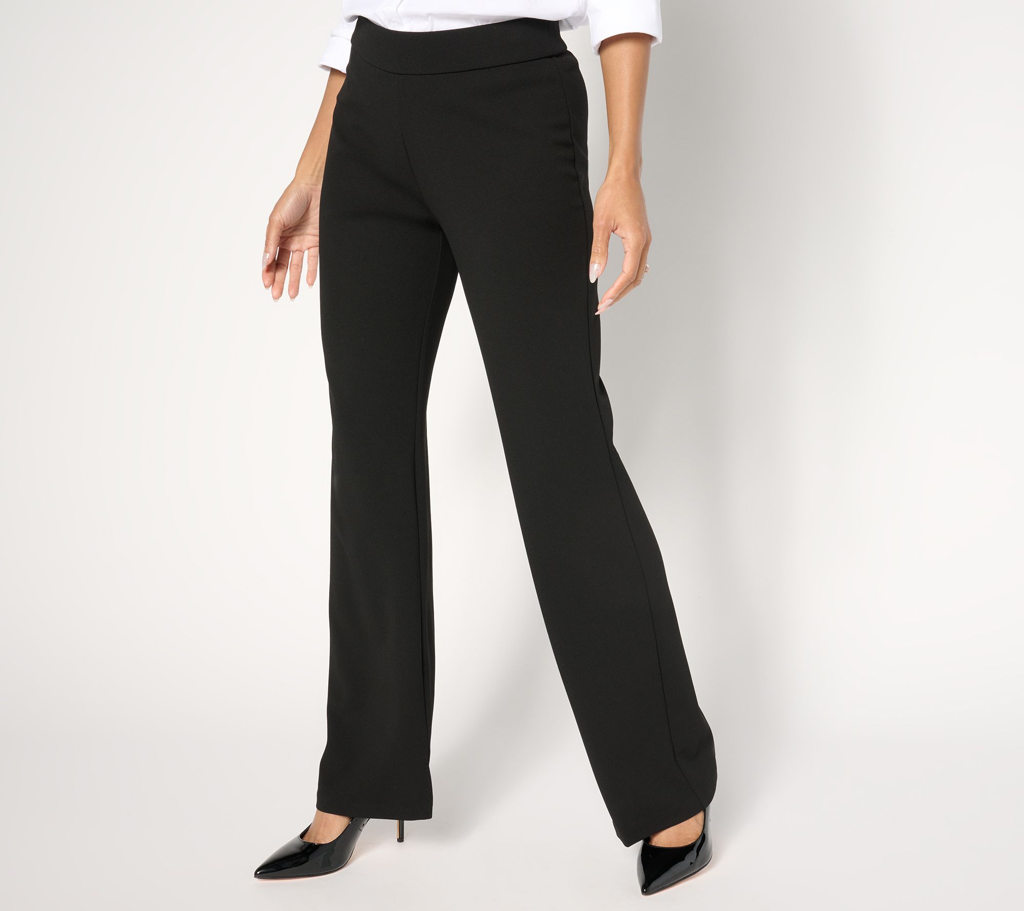 "As Is" Dennis Basso Petite Luxe Crepe Pull On Bootcut Pant