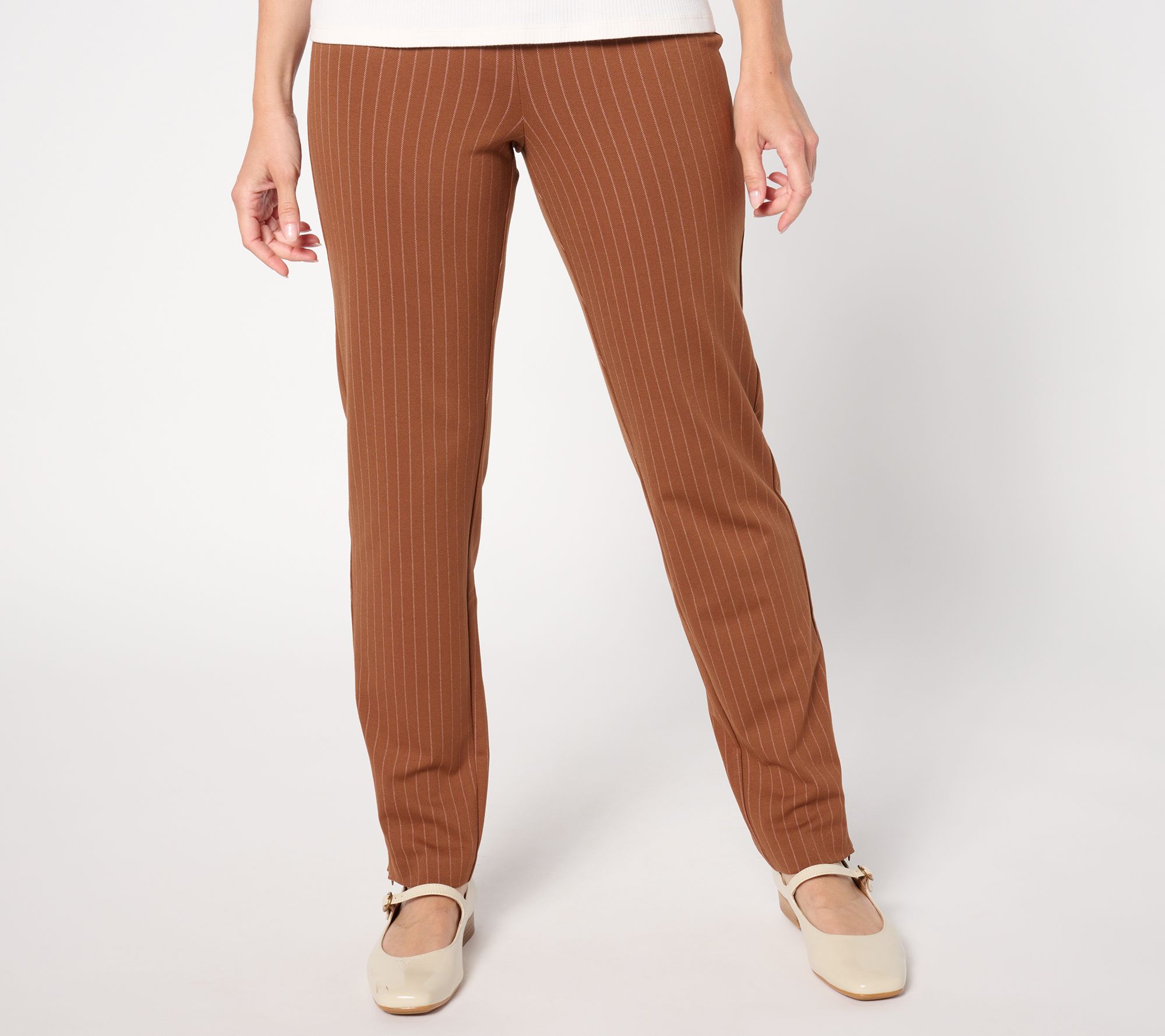 "As Is" Isaac Mizrahi Live! Tall Yarn Dye Stripe Full Length Pants