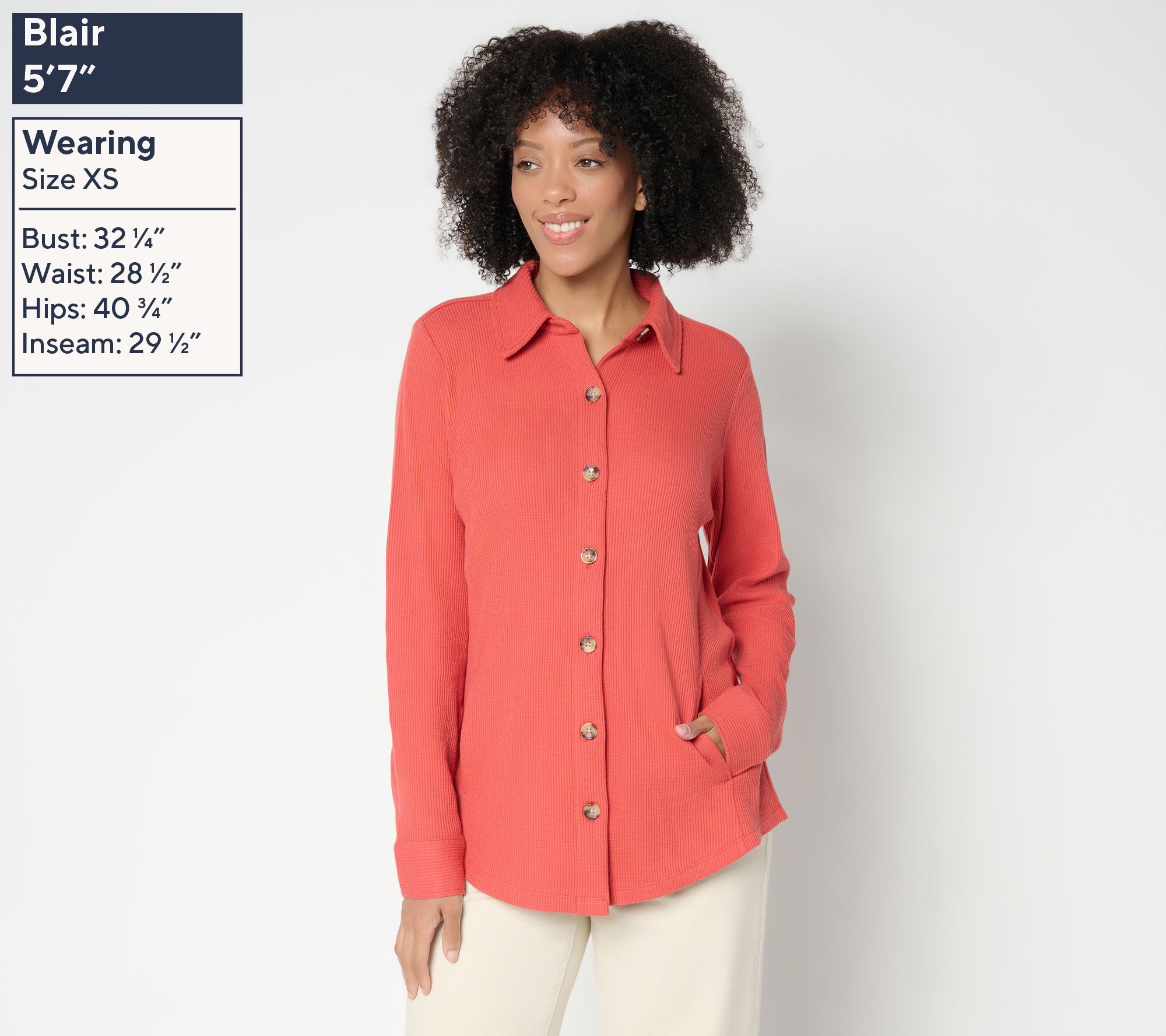 Belle by Kim Gravel Waffle Knit & Jersey Button Front Top - QVC.com