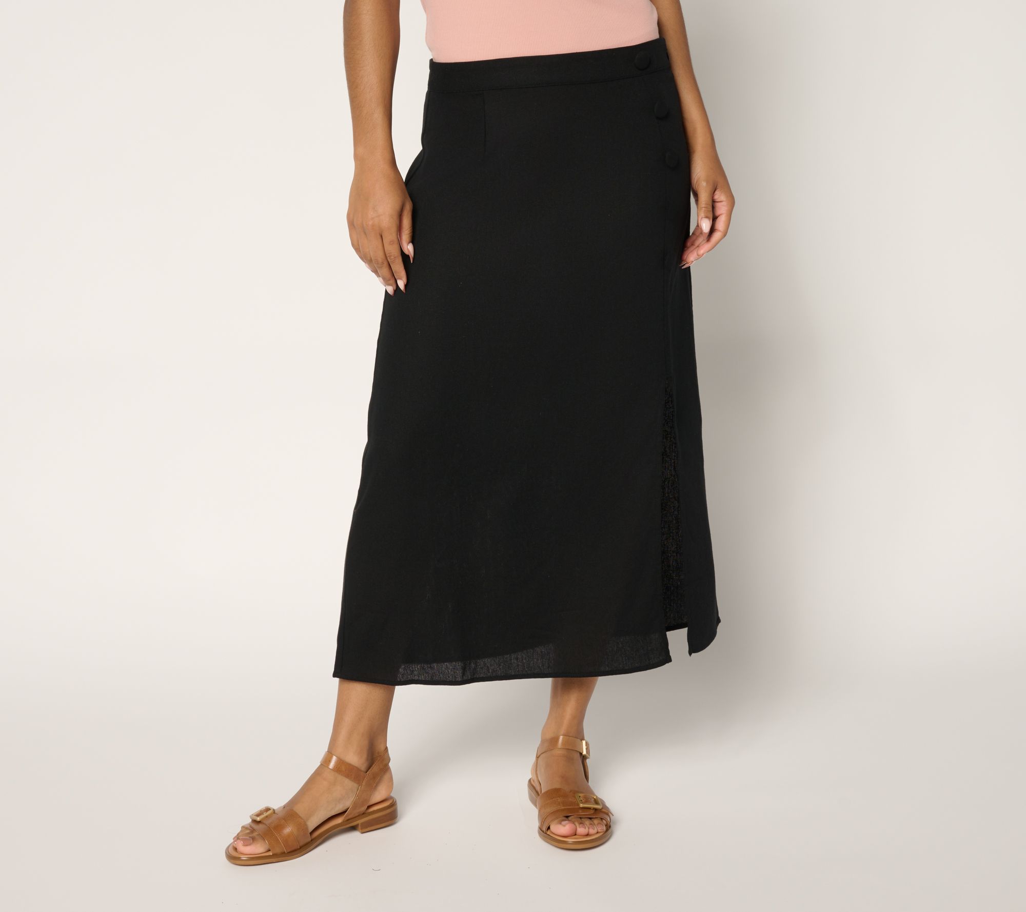 Me by Jennie Garth Petite Linen Blend Midi Skirt