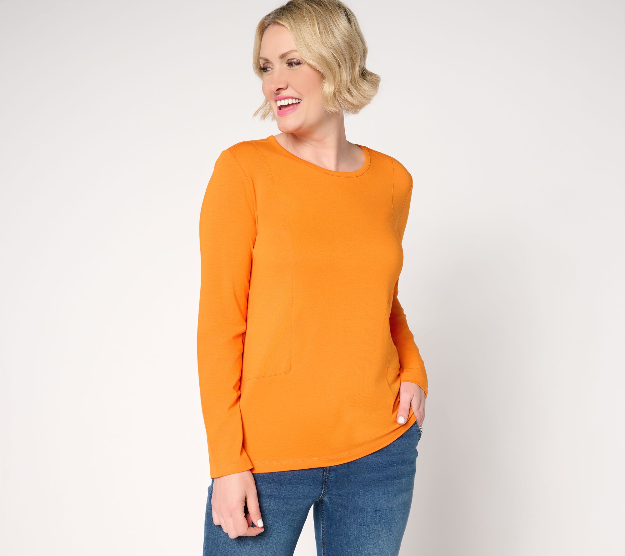Denim & Co. Essentials Favorite Jersey Top with Seaming Detail