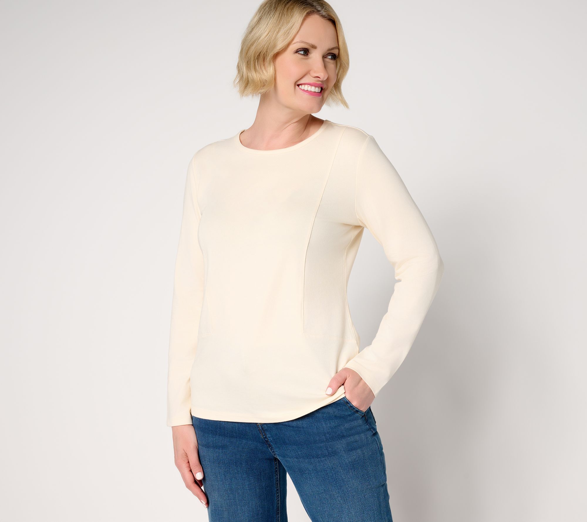 Denim & Co. Essentials Favorite Jersey Top with Seaming Detail